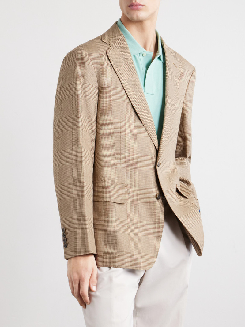 Houndstooth Linen-Blend Blazer 3