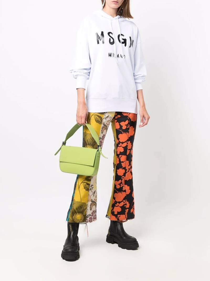 MSGM logo-print cotton hoodie outlook