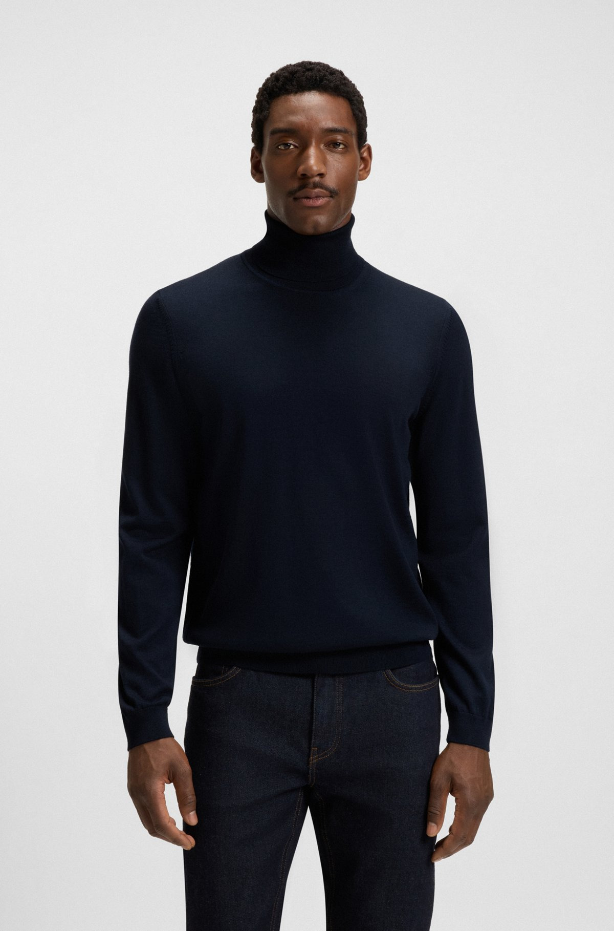 SLIM-FIT ROLL-NECK SWEATER IN MERCERIZED VIRGIN WOOL - 2