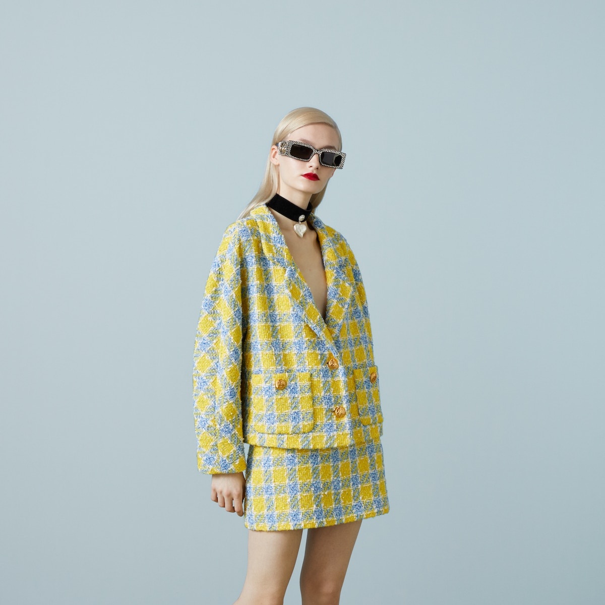 Check lamé tweed jacket - 5