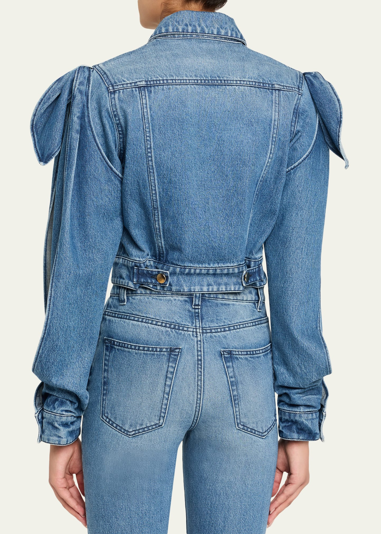 Briella Tie Slit-Sleeve Denim Jacket - 3