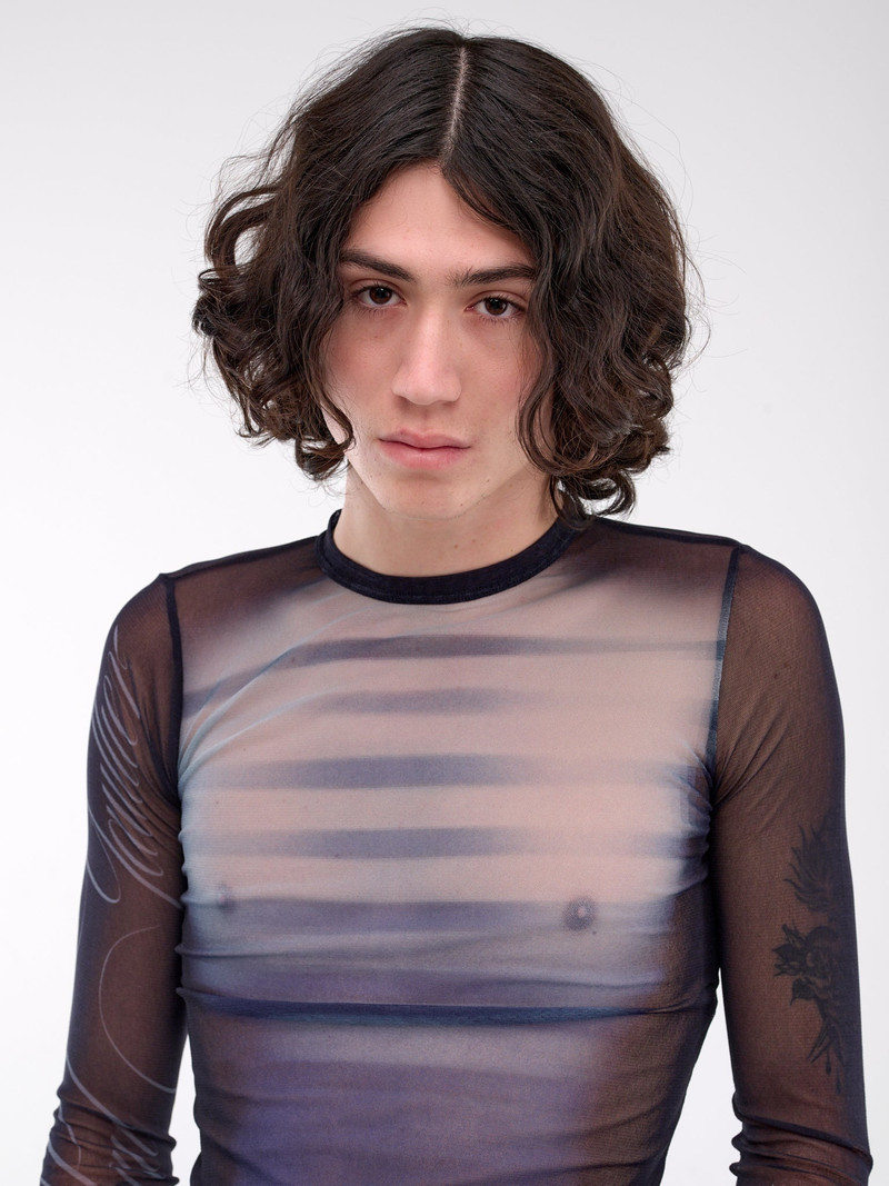 Printed Mesh Long Sleeve Top 4