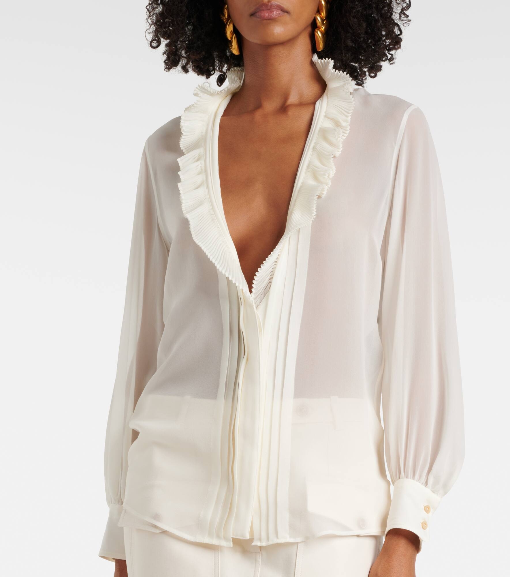 Ruffled silk blouse - 6