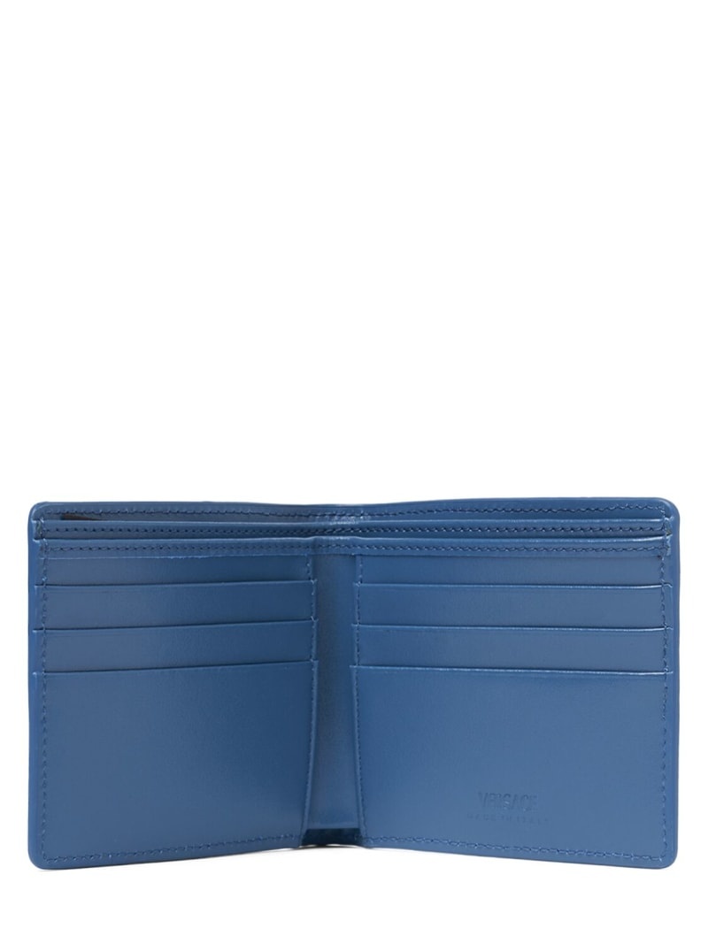 Jacquard & leather logo bifold wallet - 4