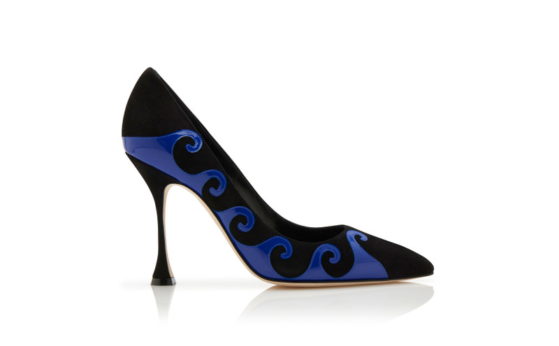 Black and Blue Suede Swirl Detail Pumps 1