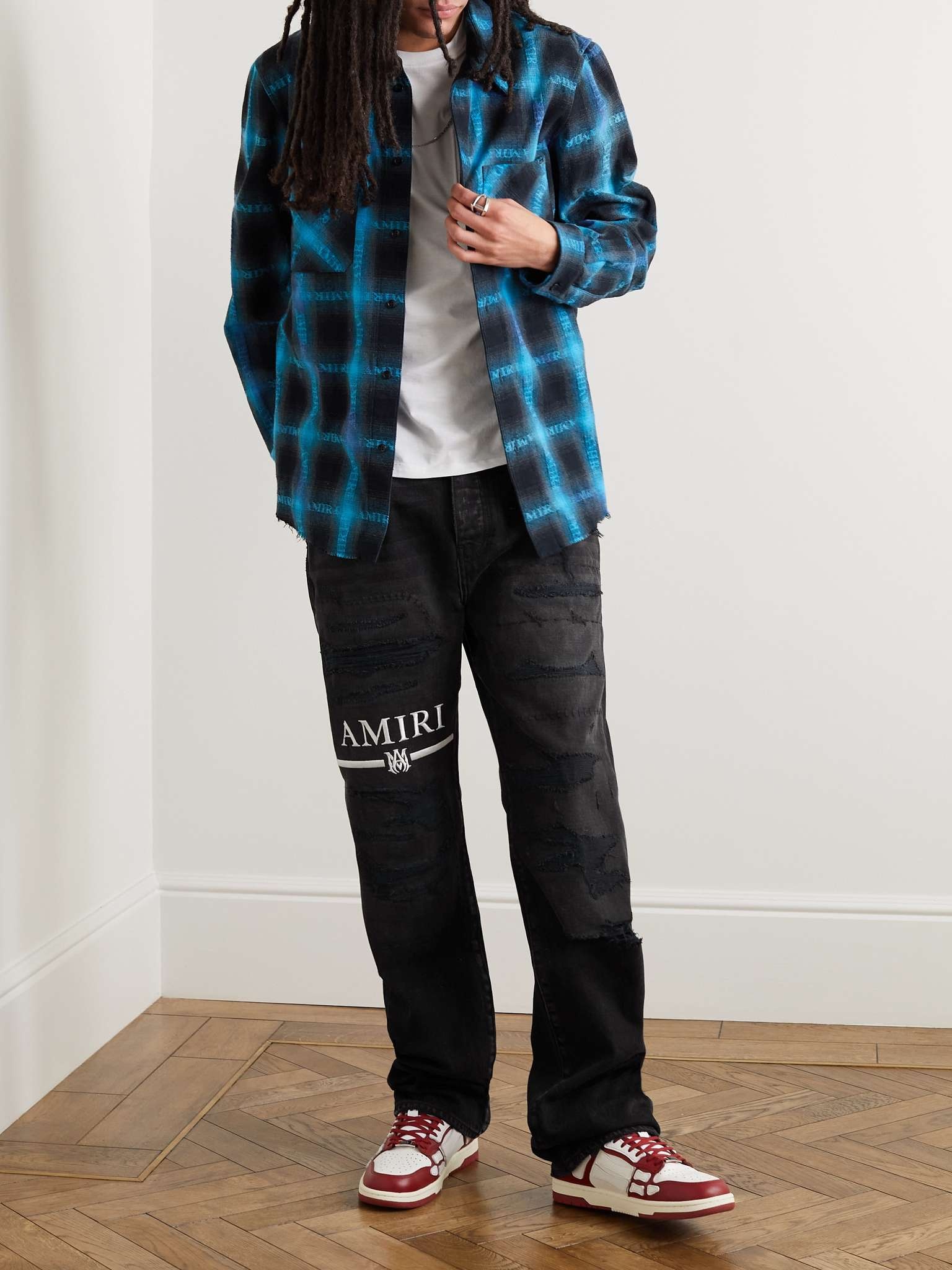 Straight-Leg Logo-Appliquéd Distressed Jeans - 2