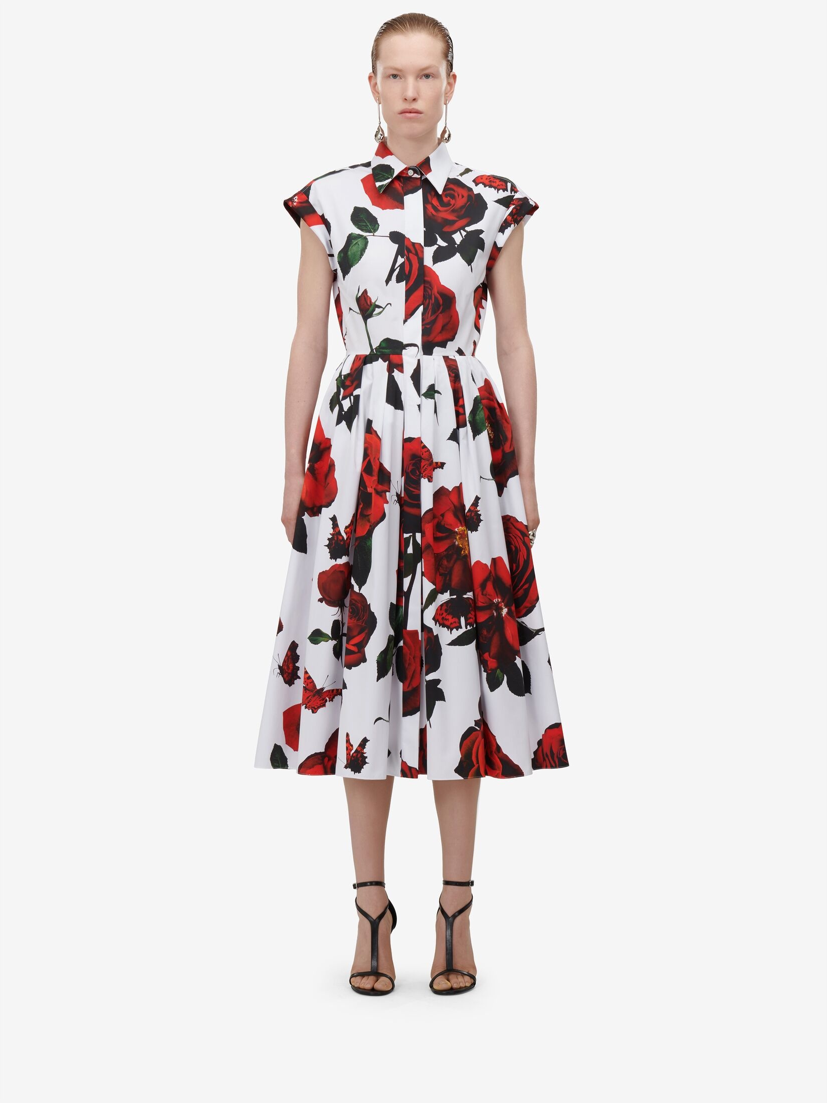 Women's Tudor Rose Flared Shirt Dress in Optic White - 5
