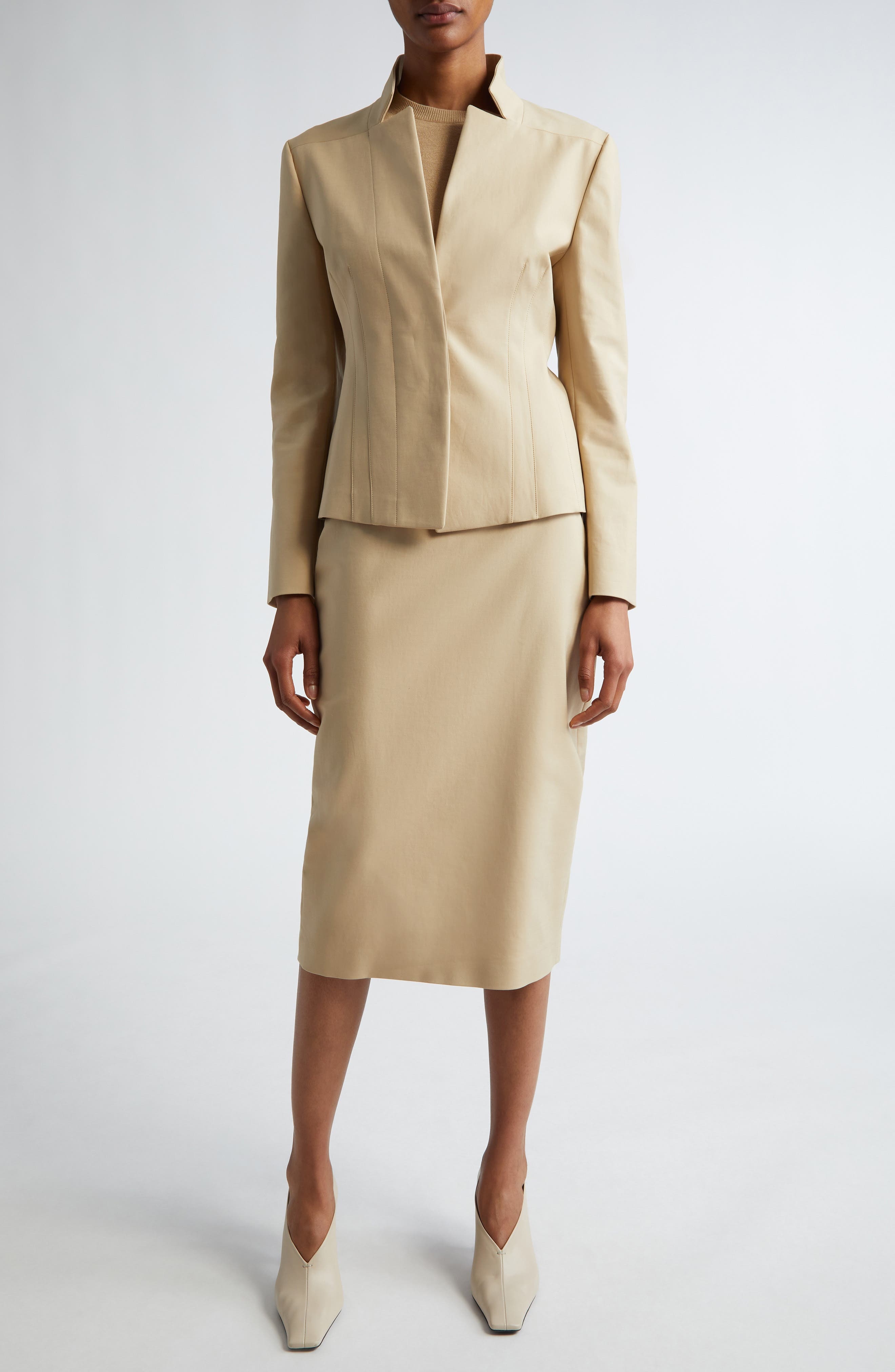 Max Mara Olindo Tailored Stretch Jacket in Ecru at Nordstrom - 2