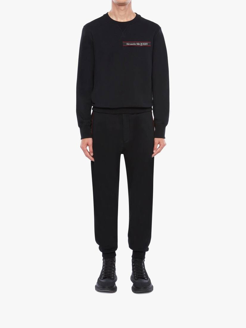 Alexander McQueen Selvedge Logo Tape Detail Sweatshirt in Black outlook