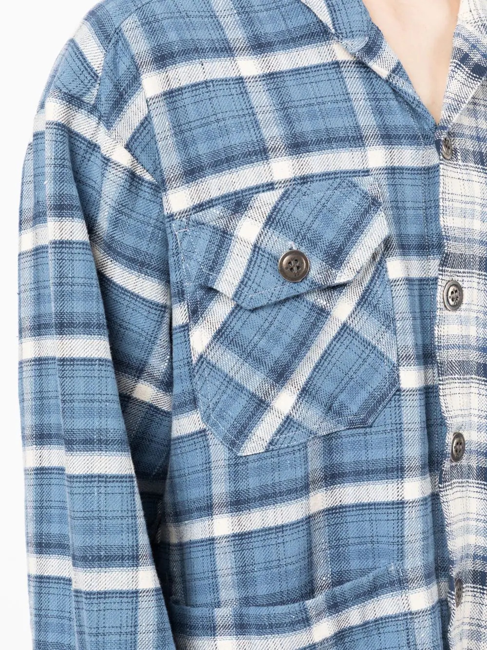 two-tone checked shirt - 5