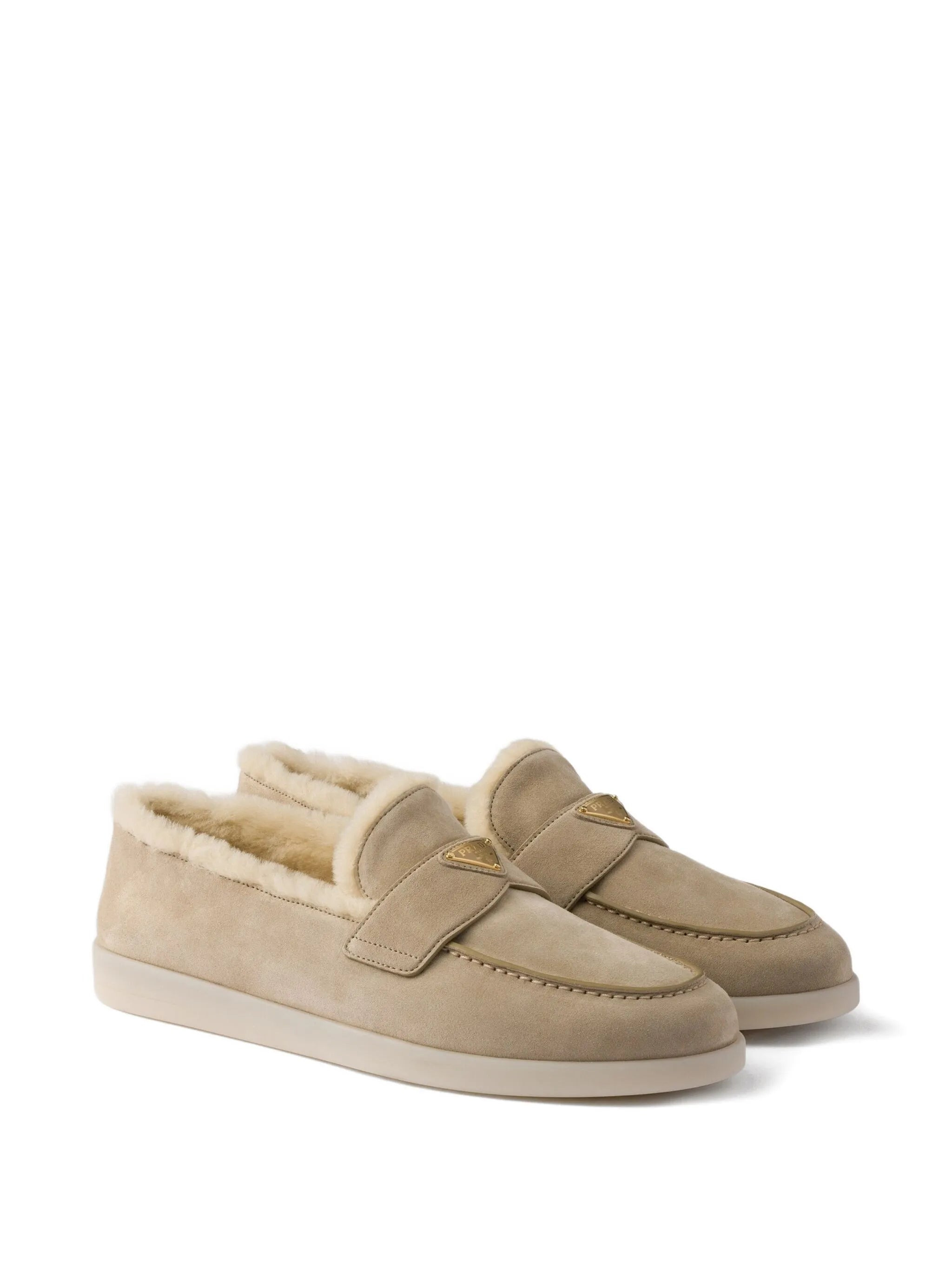 Prada Suede Shearling Loafers - 2