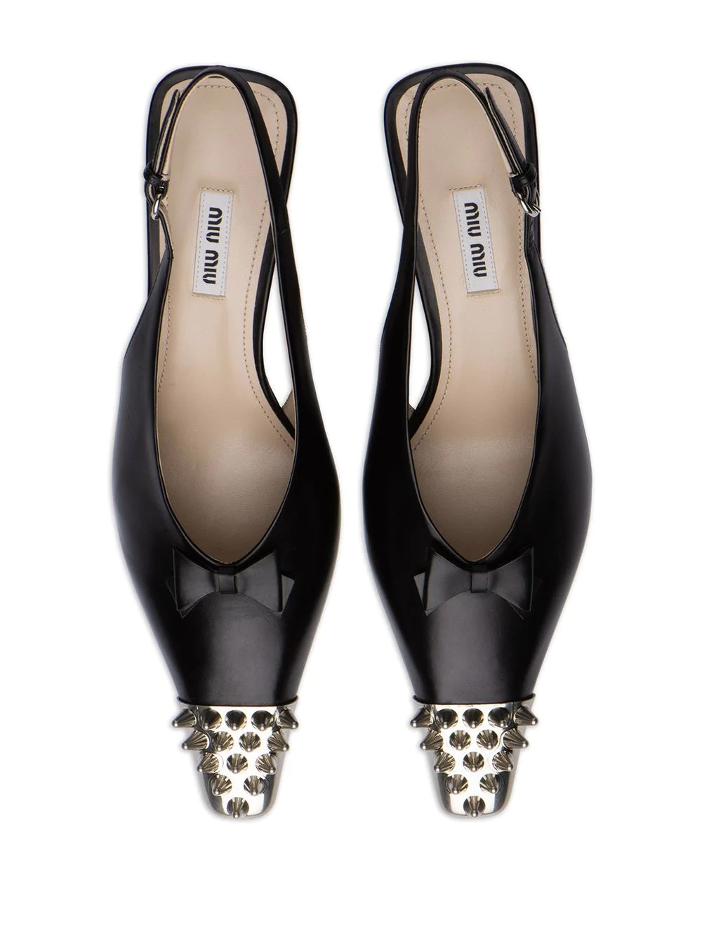 spiked toe cap slingback pumps - 4