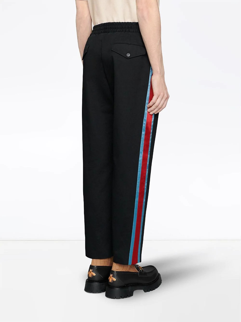 drawstring web stripe trousers - 4