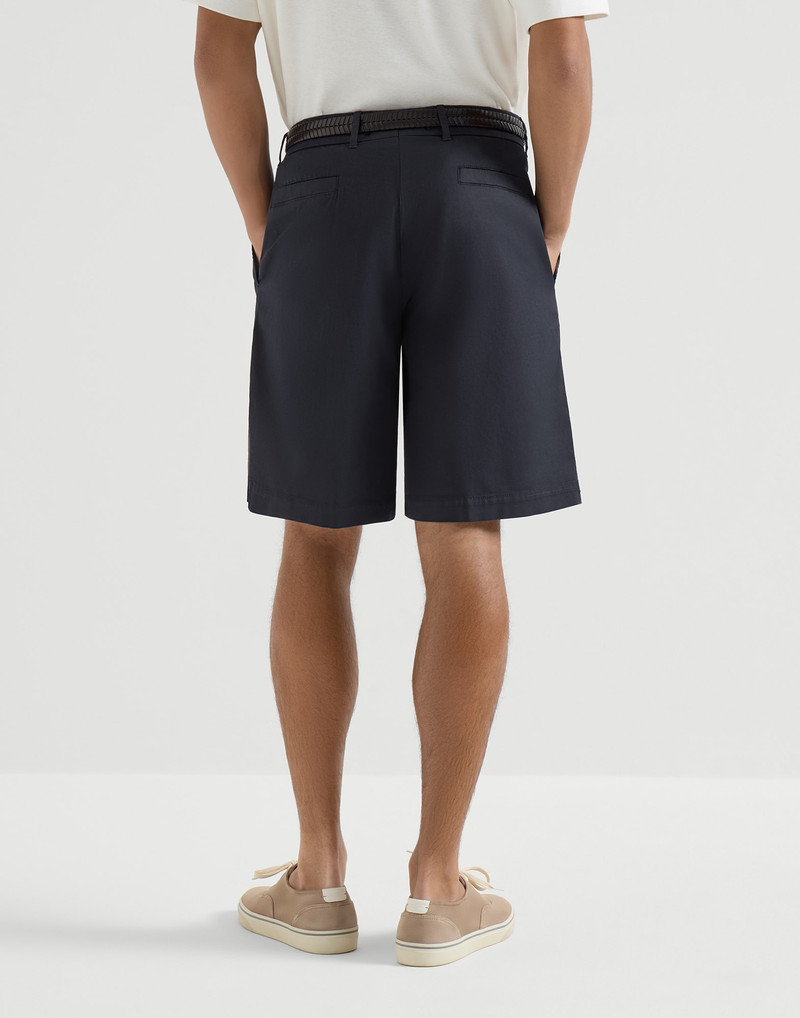 Garment-dyed Bermuda shorts in American Pima cotton comfort gabardine 3