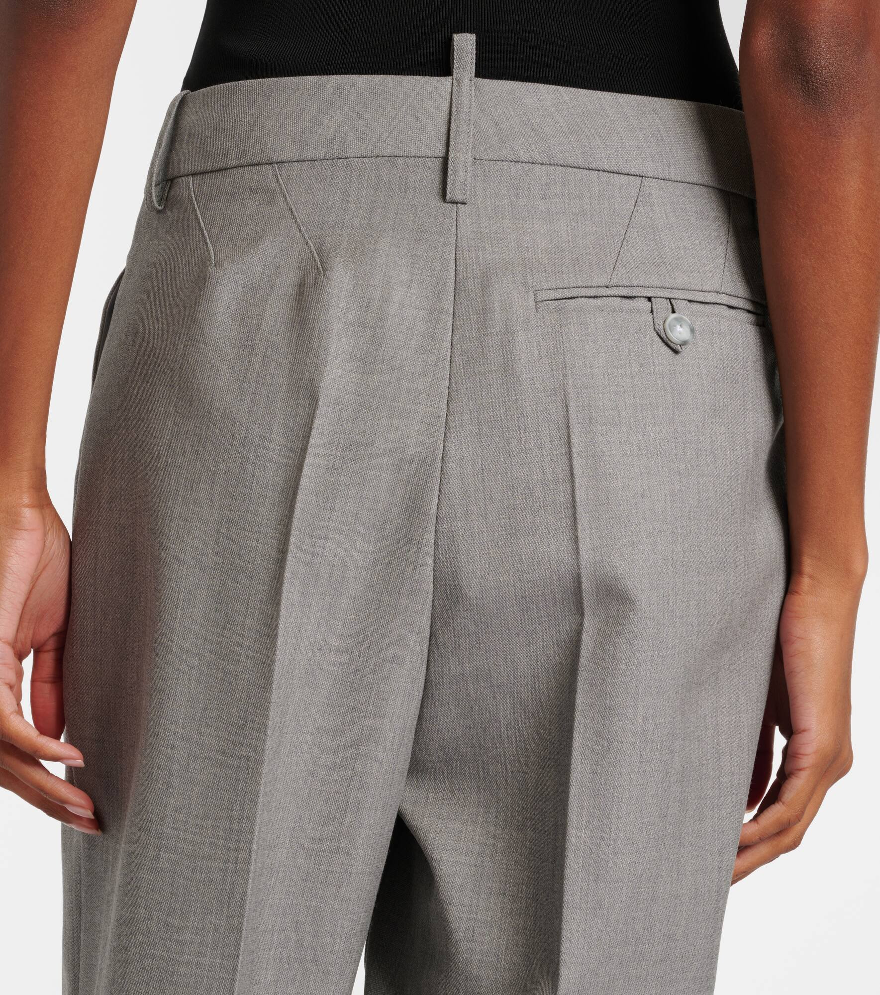 High-rise virgin wool straight pants - 6