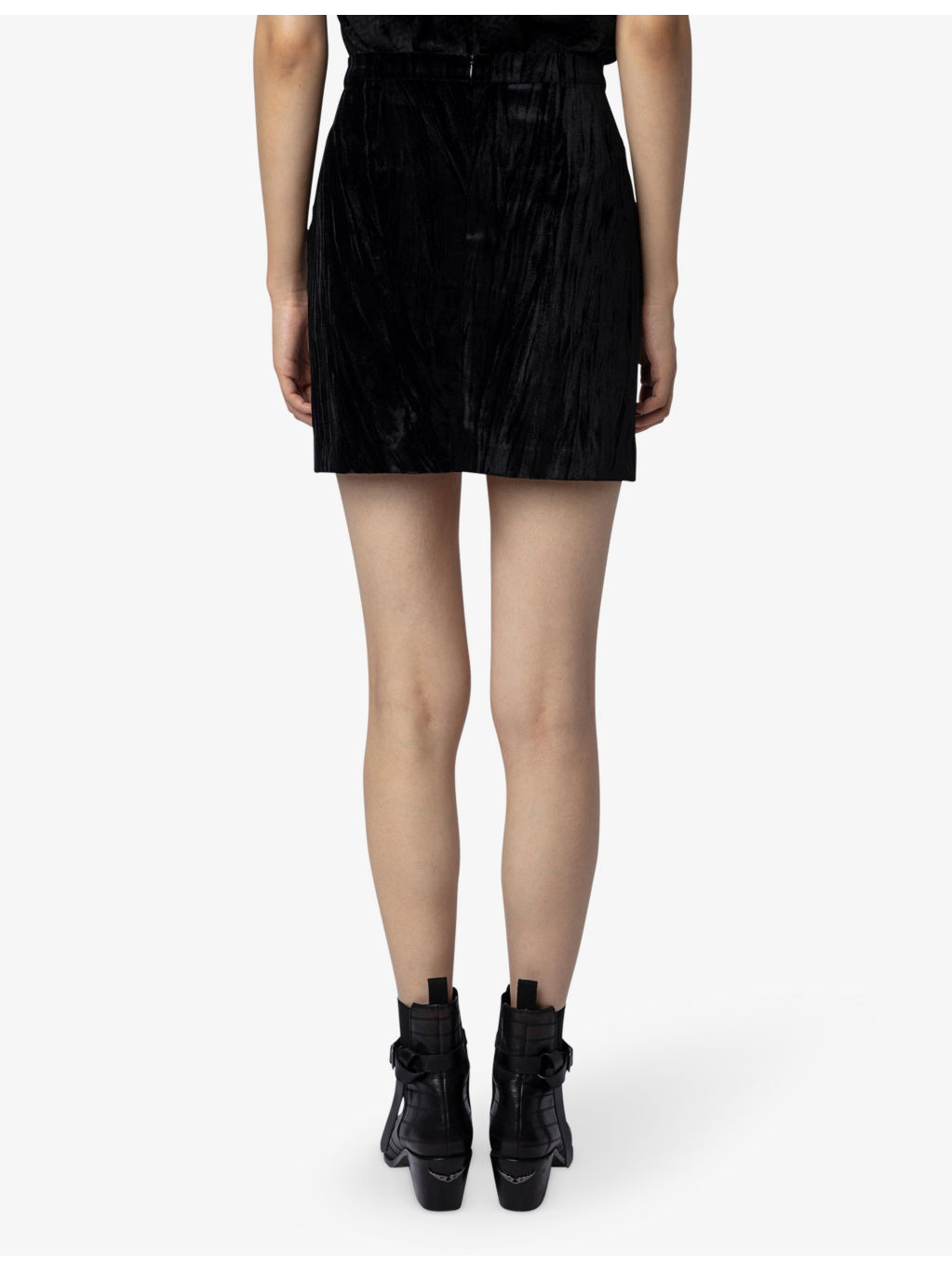 Judelle tulip-hem stretch-velvet mini skirt - 4