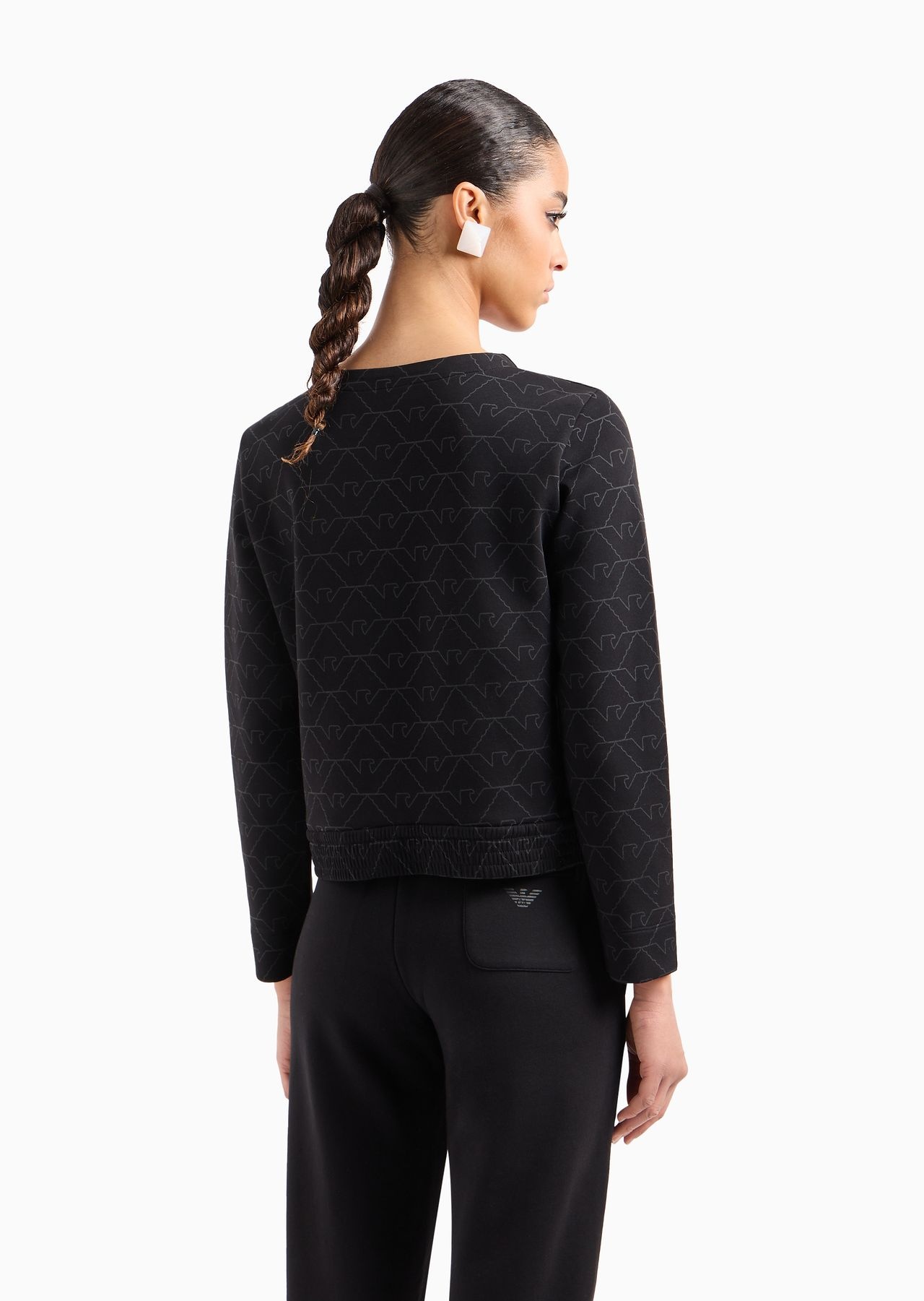 Double-jersey crew-neck sweatshirt with eagle - 3