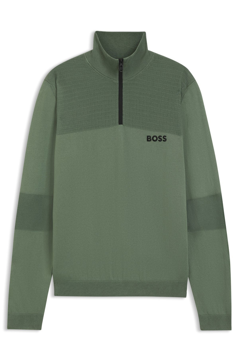 WATER-REPELLENT ZIP-NECK SWEATER IN A COTTON BLEND 1