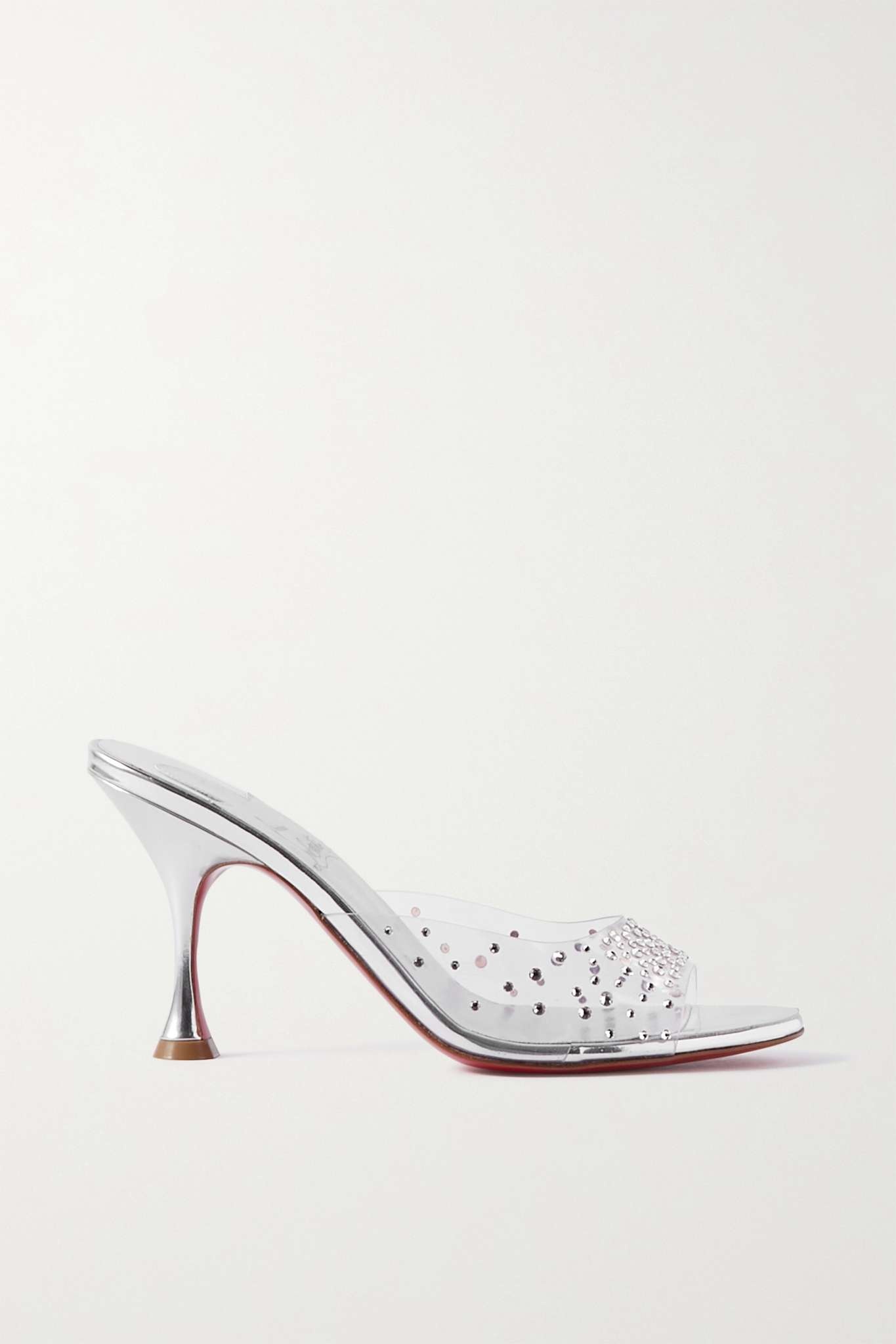 Christian Louboutin Me Dolly Strass Red Sole Slide Sandals in White