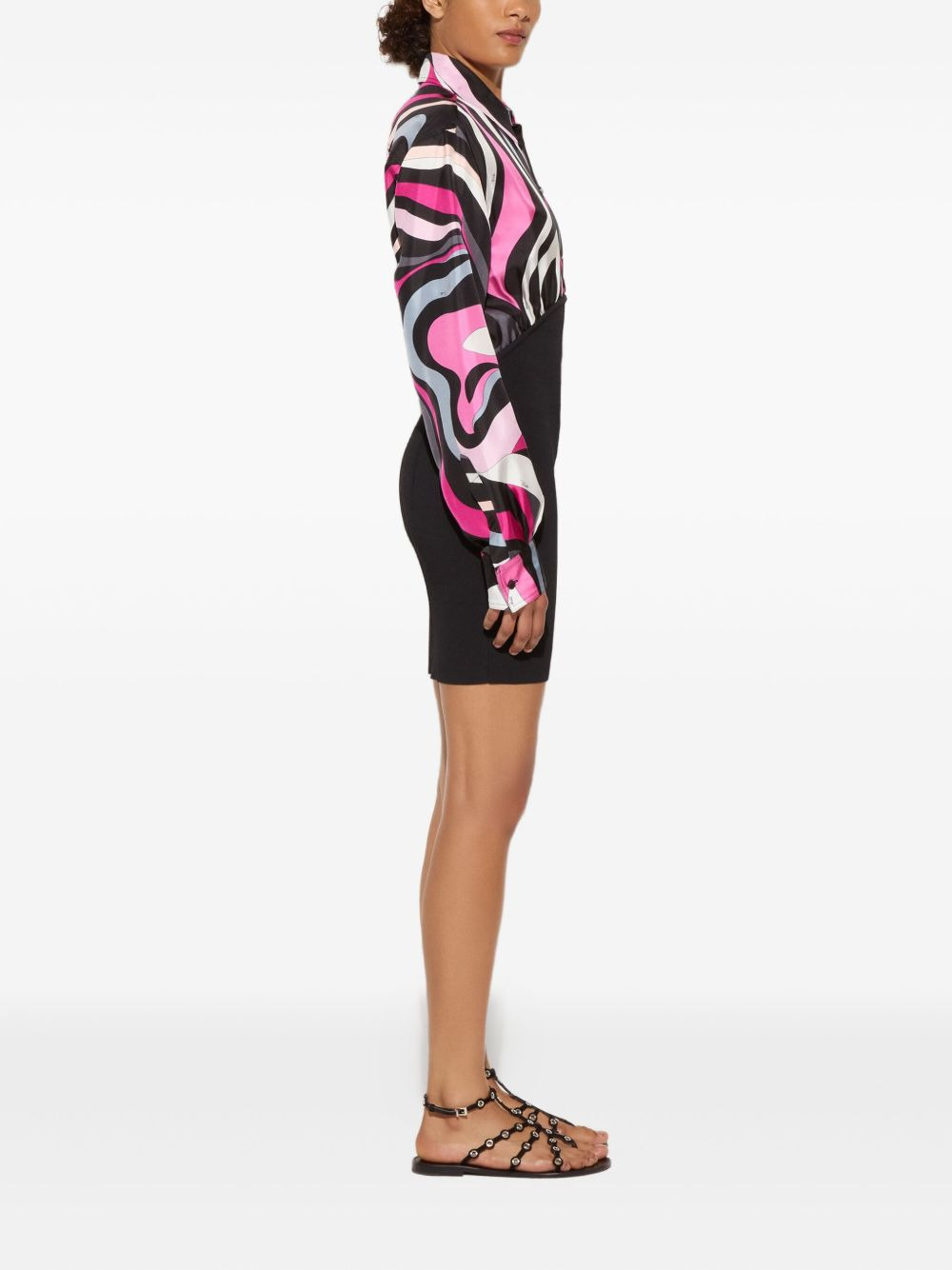 Marmo-print shirt mini dress - 3