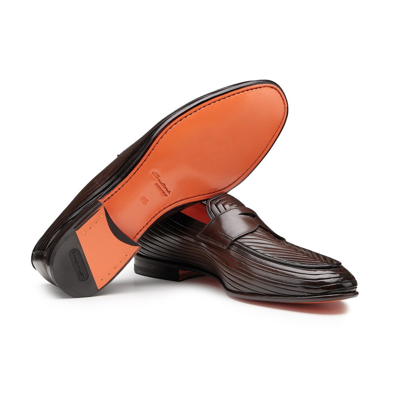 Men's dark brown leather penny loafer 4