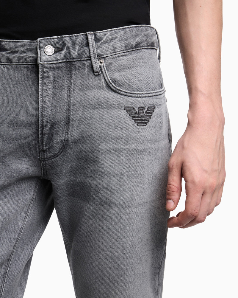 J06 SLIM-FIT WASHED DENIM JEANS WITH EAGLE EMBROIDERY 5