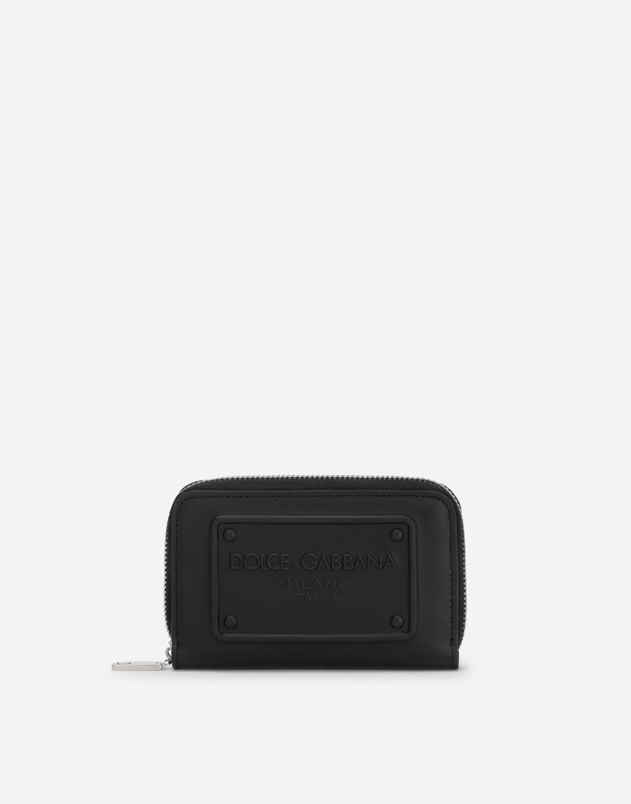 Small zip-around wallet in calfskin with raised logo - 1