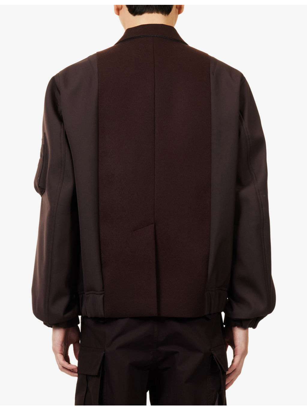 Contrast-Panel Notch-Lapels Wool Jacket - 4