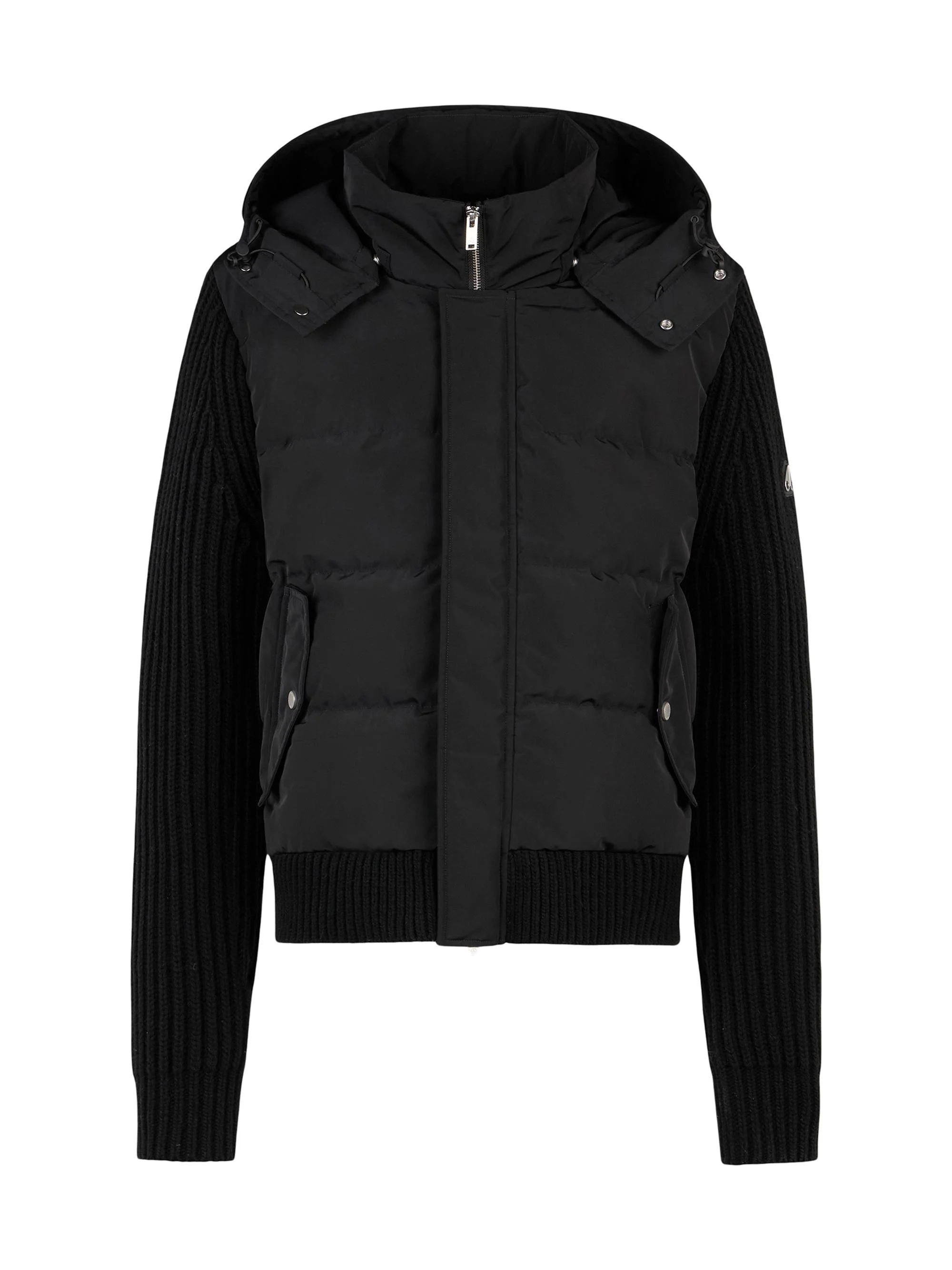 Men's Maple Hybrid Mixed-Media Bomber Jacket - Black - 1