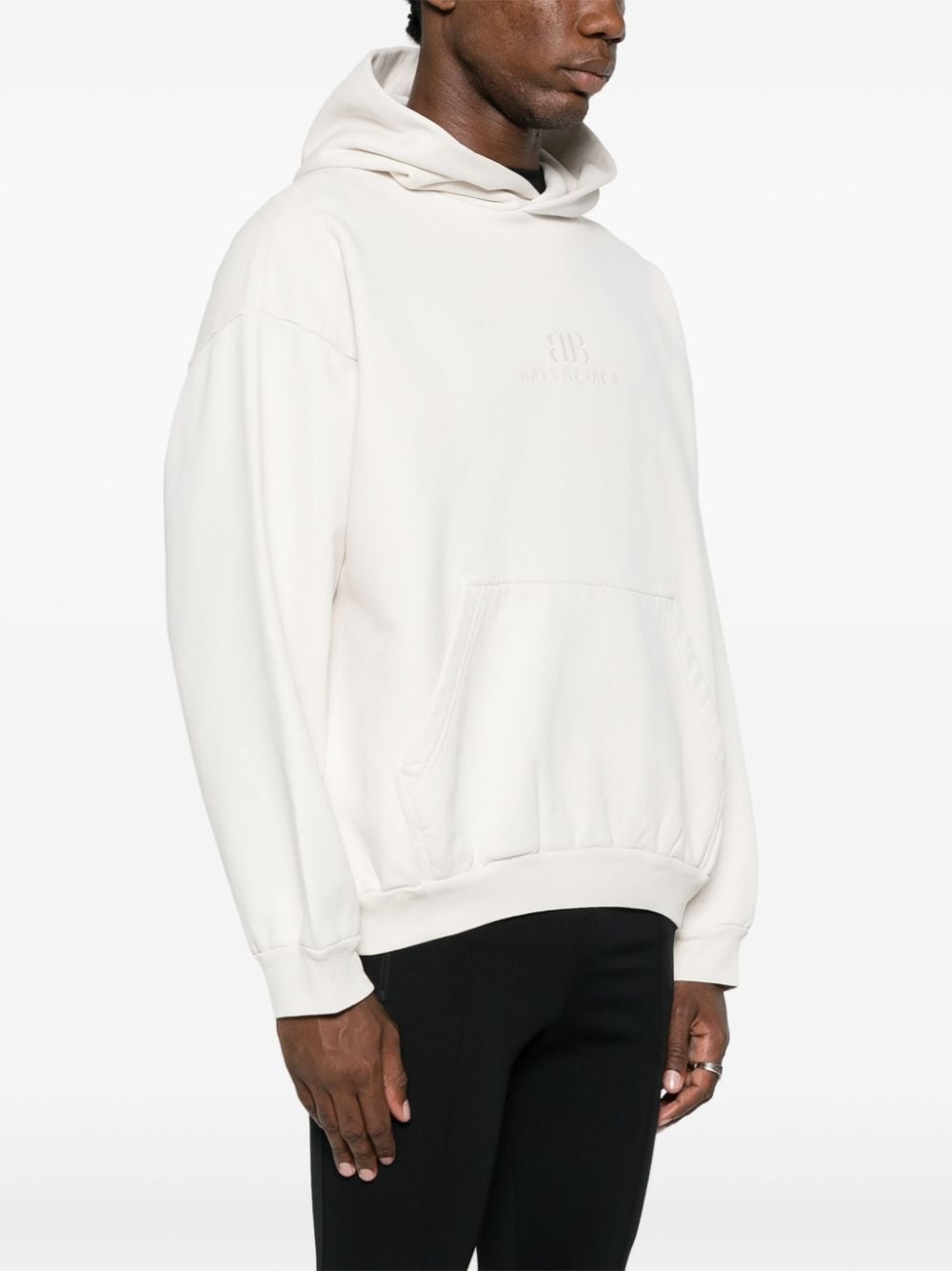 logo-embroidered cotton hoodie - 3