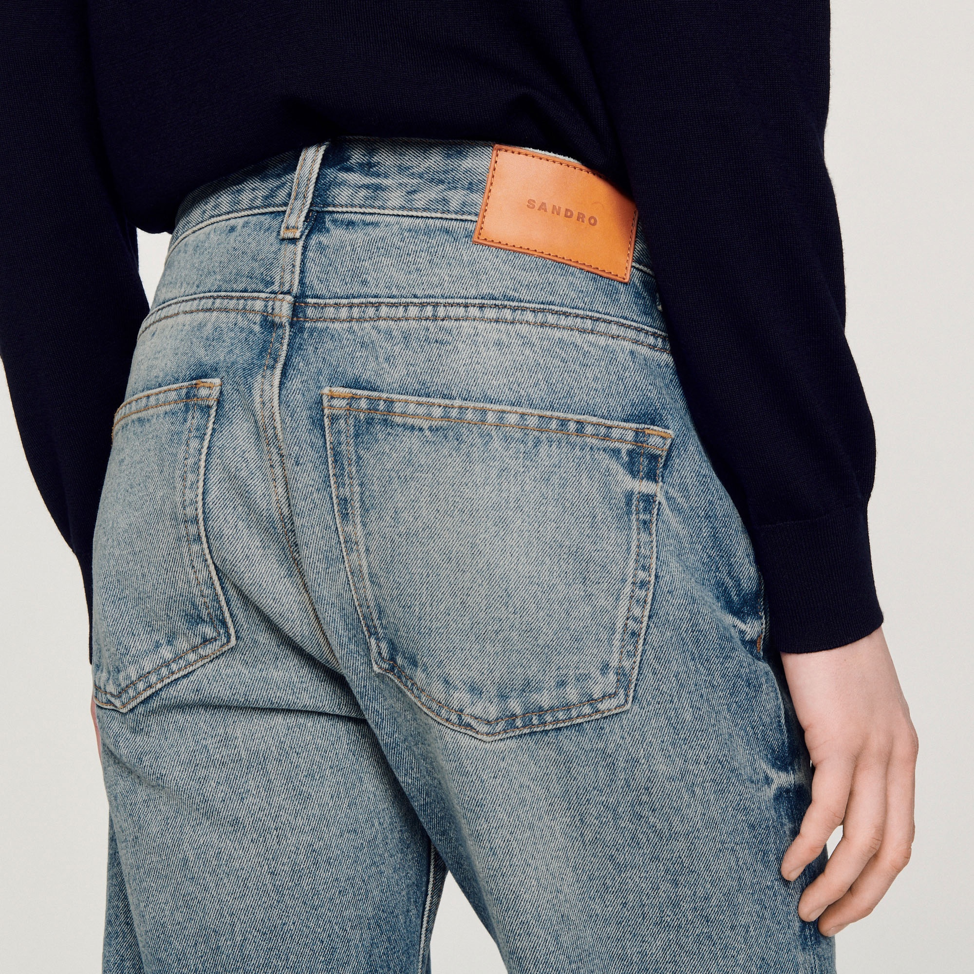 Faded straight-leg organic cotton jeans - 4