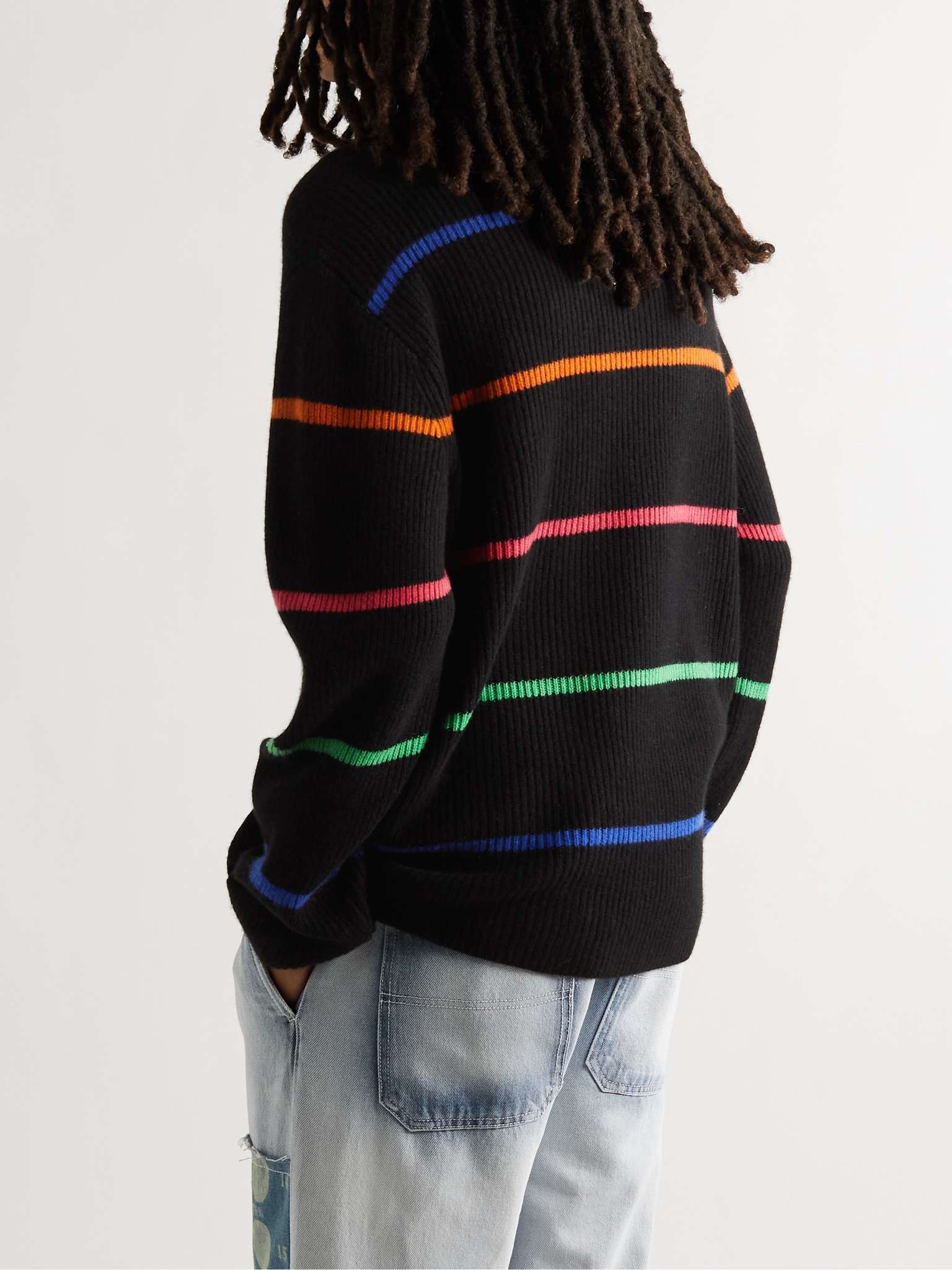 Striped Ribbed Cashmere Sweater - 4