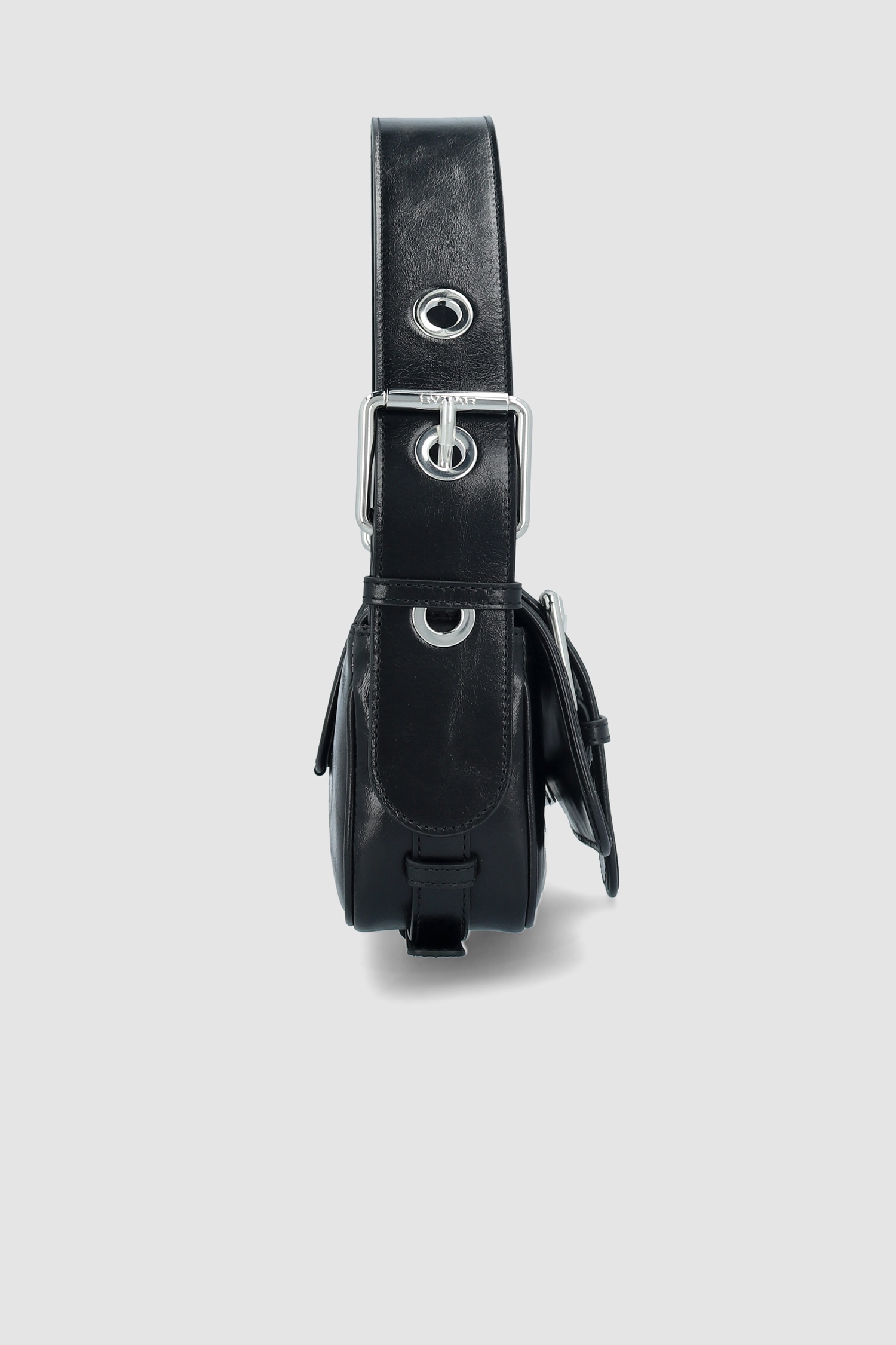 Eloise Black Creased Calf Leather Shoulder Bag - 3