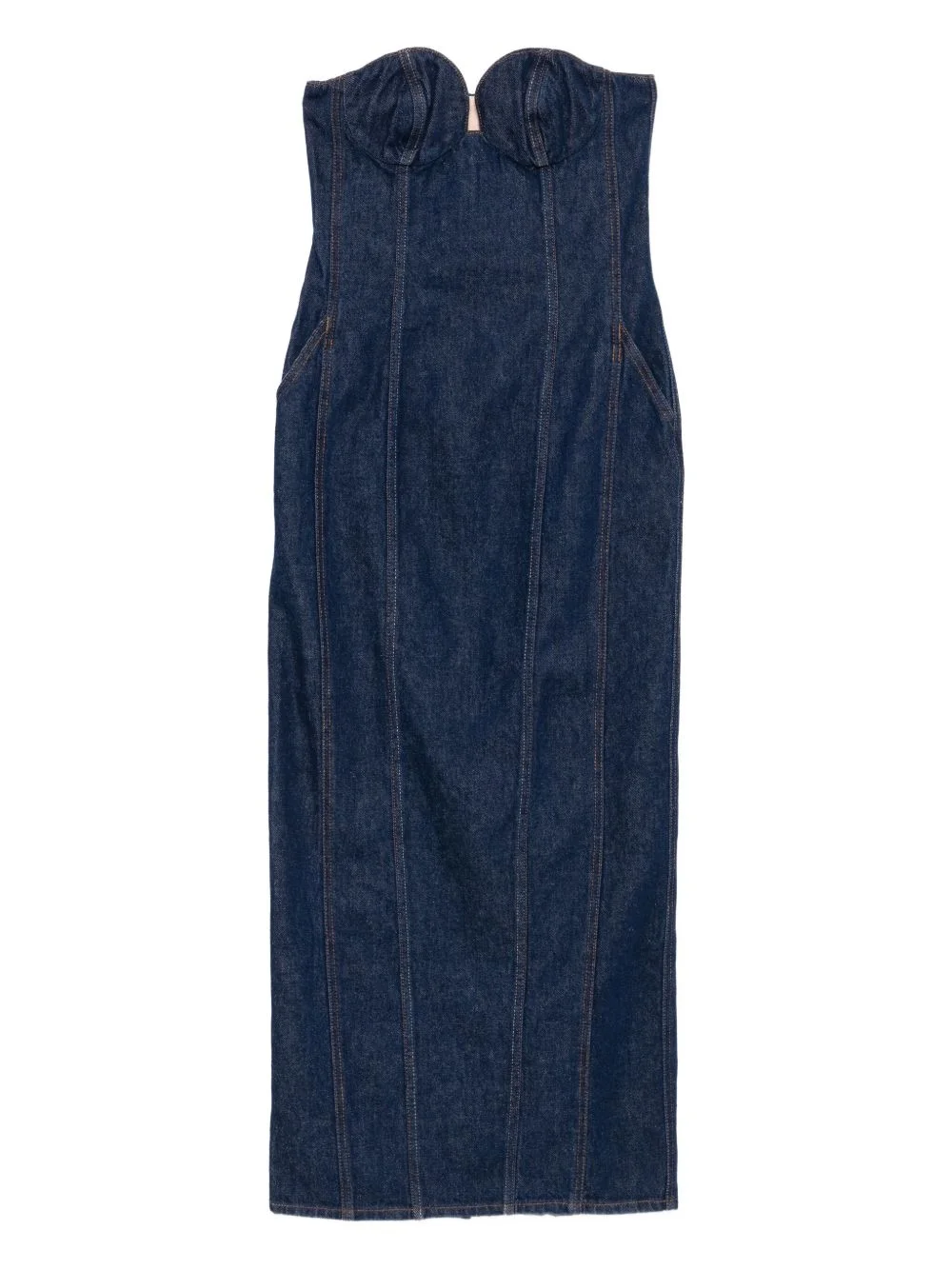 strapless denim midi dress - 1