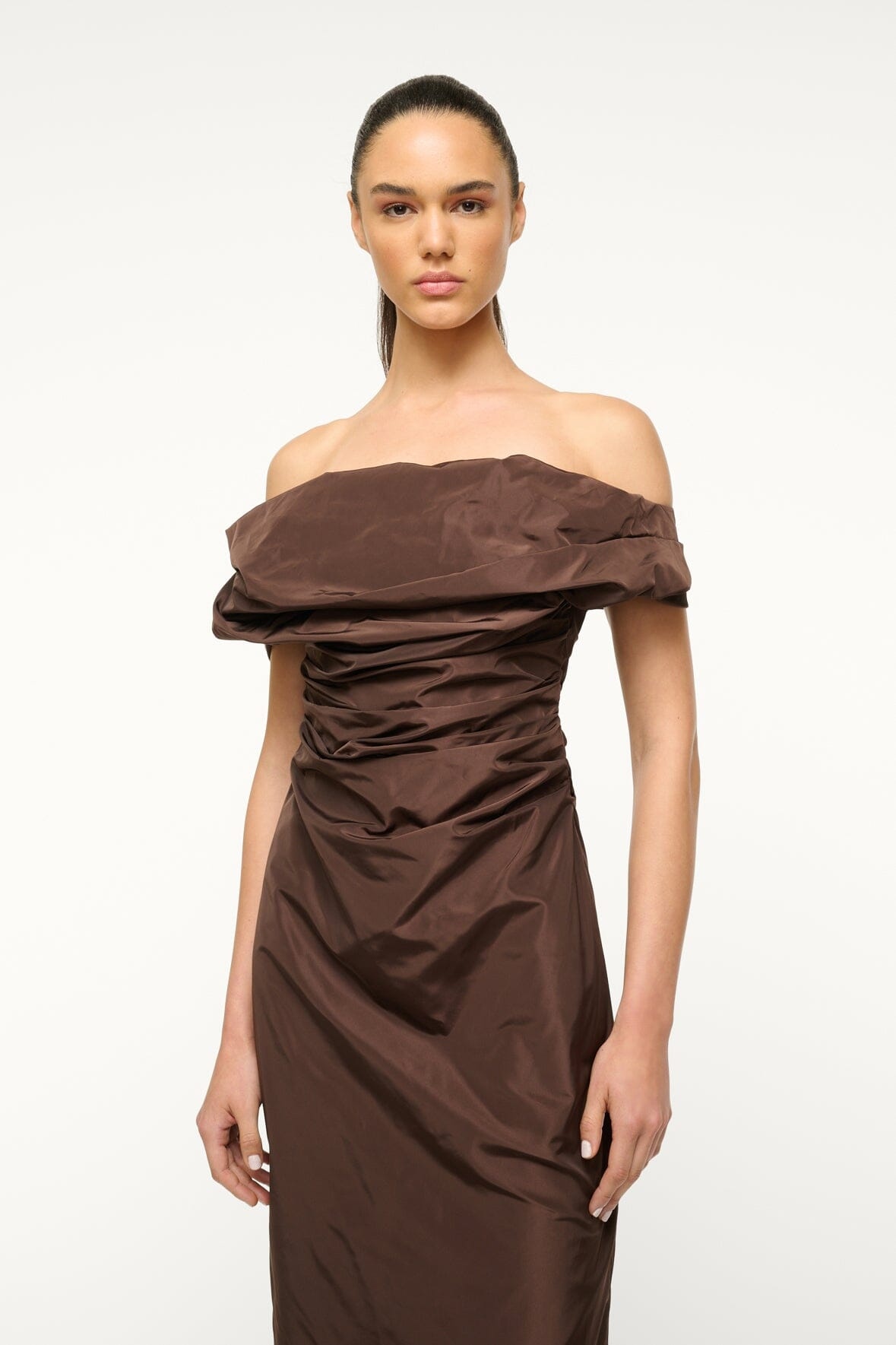 STAUD ANDREA DRESS DARK CHOCOLATE - 3