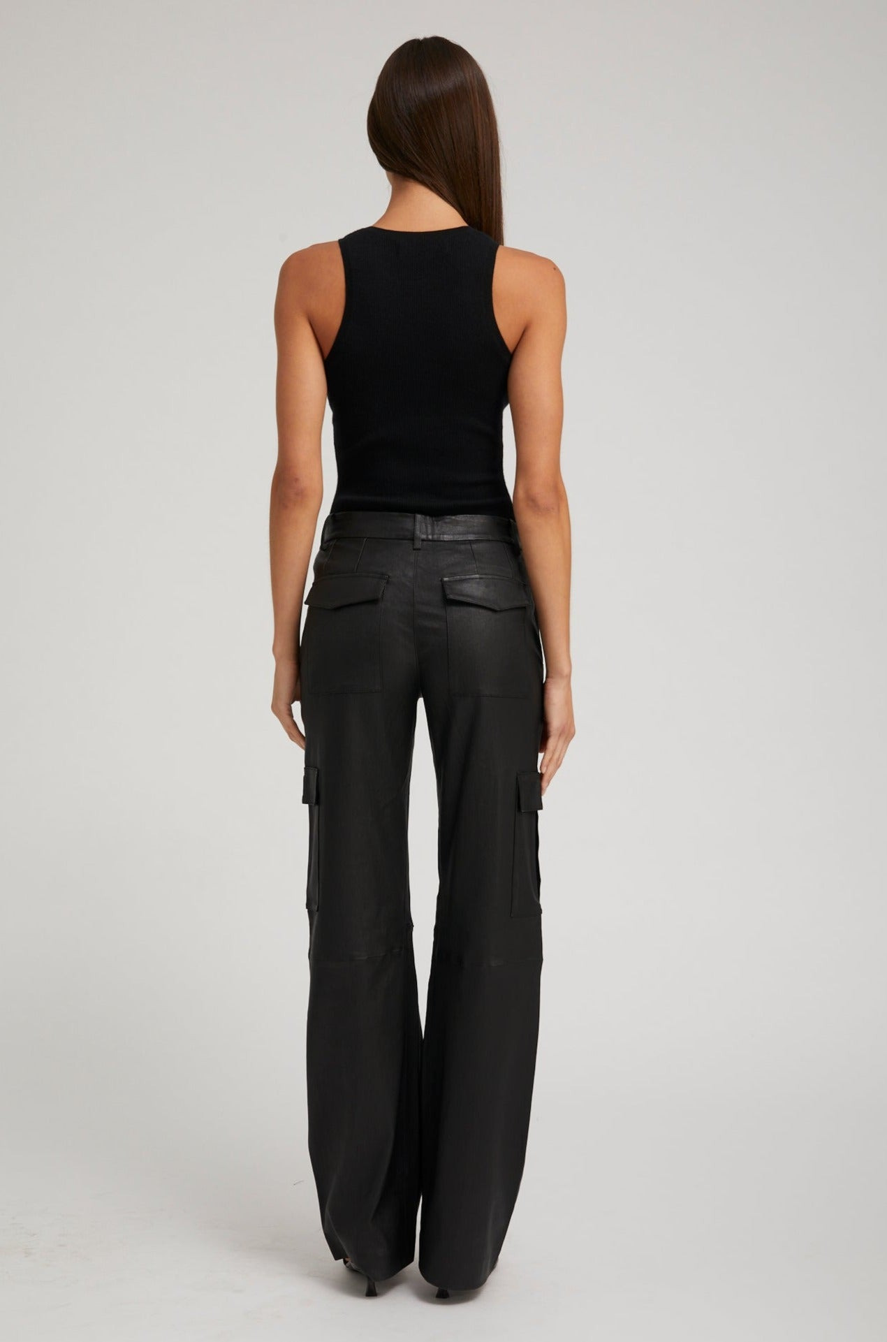 BLACK ULTRA FINE CASHMERE RACER TANK - 4