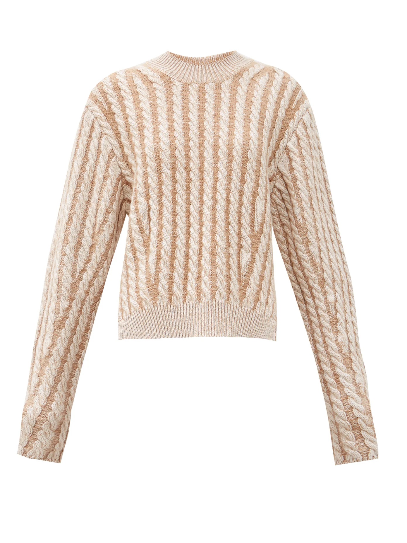 Chunky cable-knit side-slit wool-blend sweater - 1