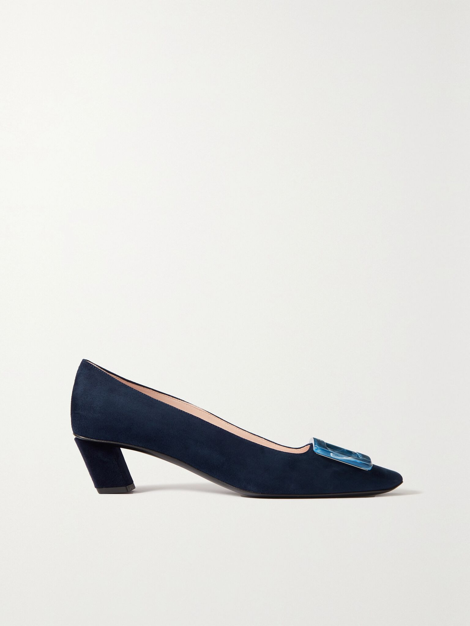 Belle Vivier 45 embellished suede pumps Navy - 1