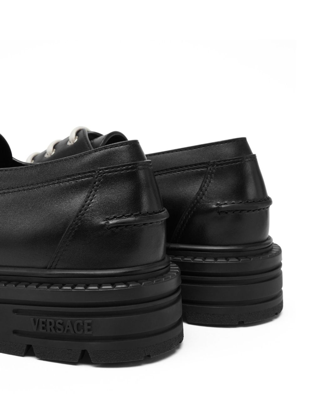 logo-lettering leather shoes - 4