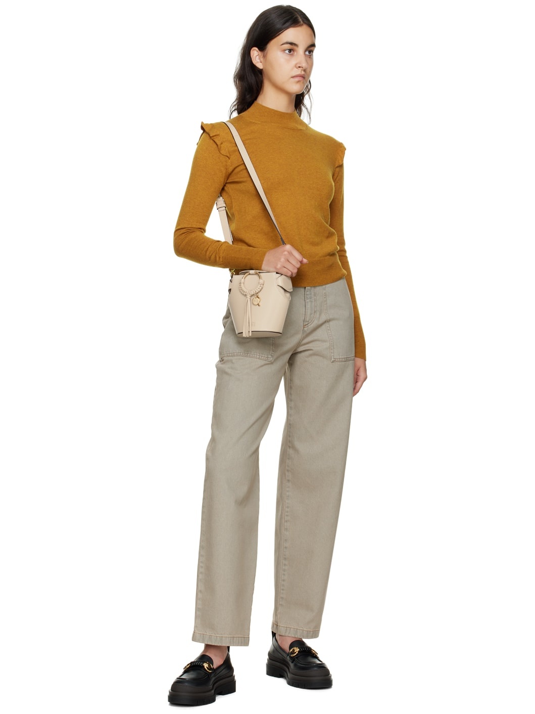Beige Pocket Jeans - 4