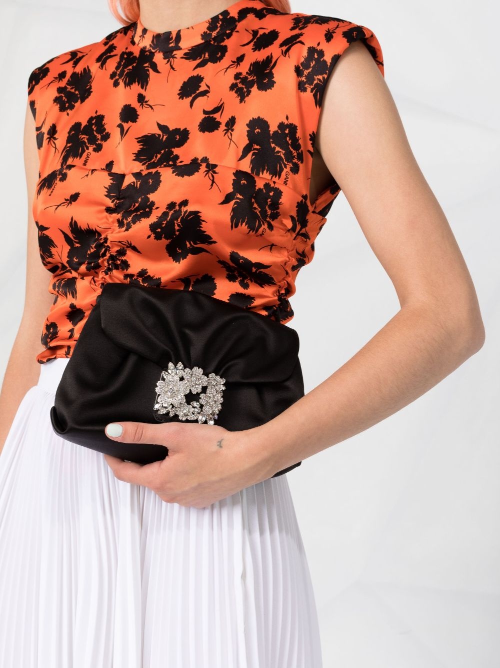 mini DrapÃ© ruched buckle-detail clutch bag - 3
