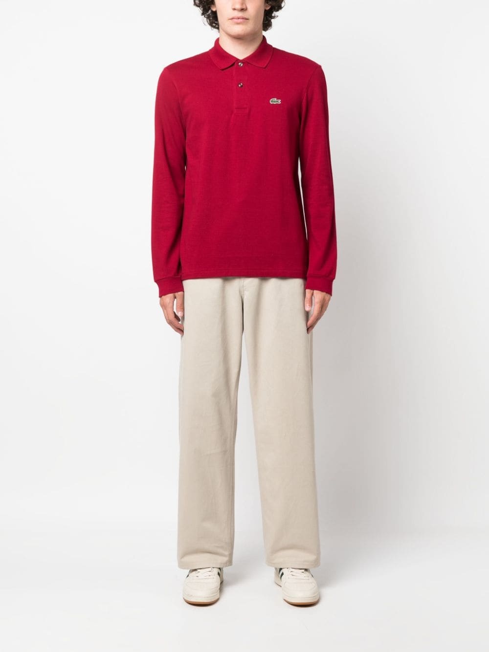 logo-patch long-sleeve cotton polo shirt - 2