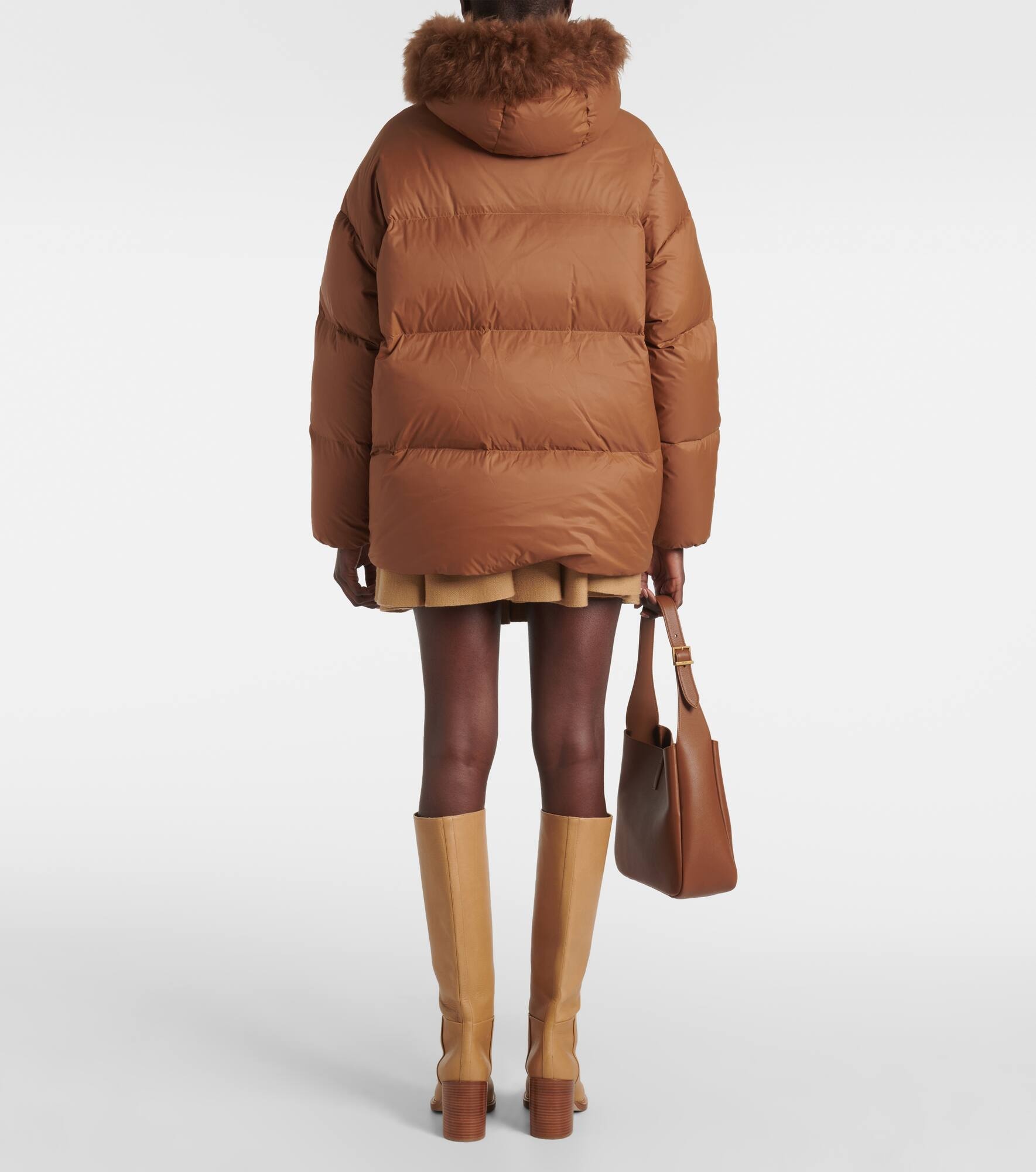 Shearling-trimmed down jacket - 3