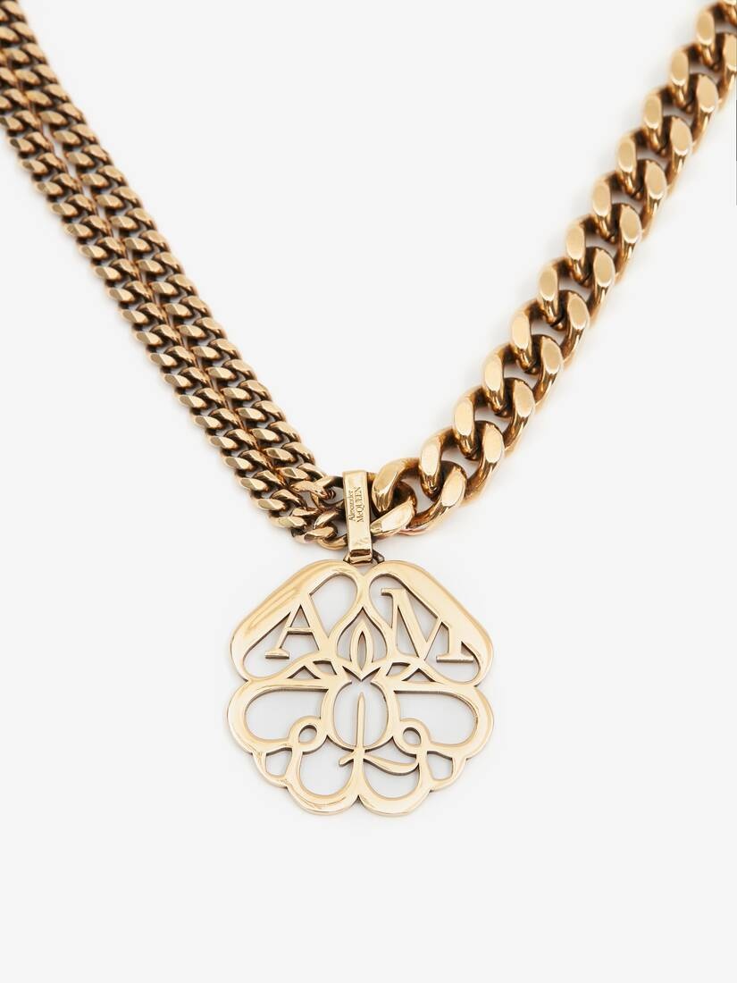 Seal Cut-out Necklace in Antique Gold - 2