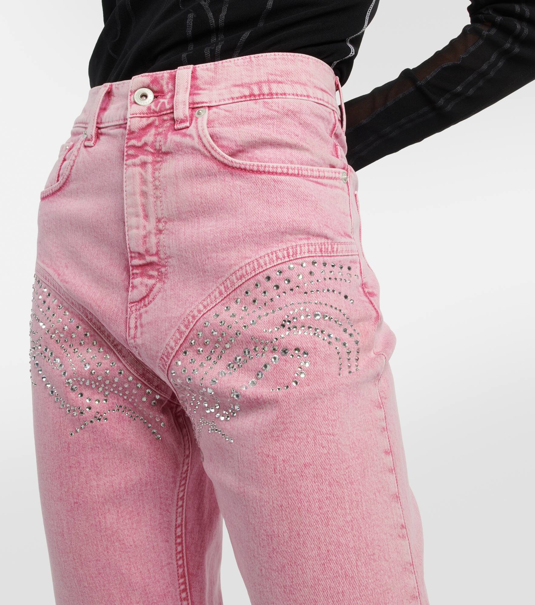 Crystal-embellished wide-leg jeans - 4