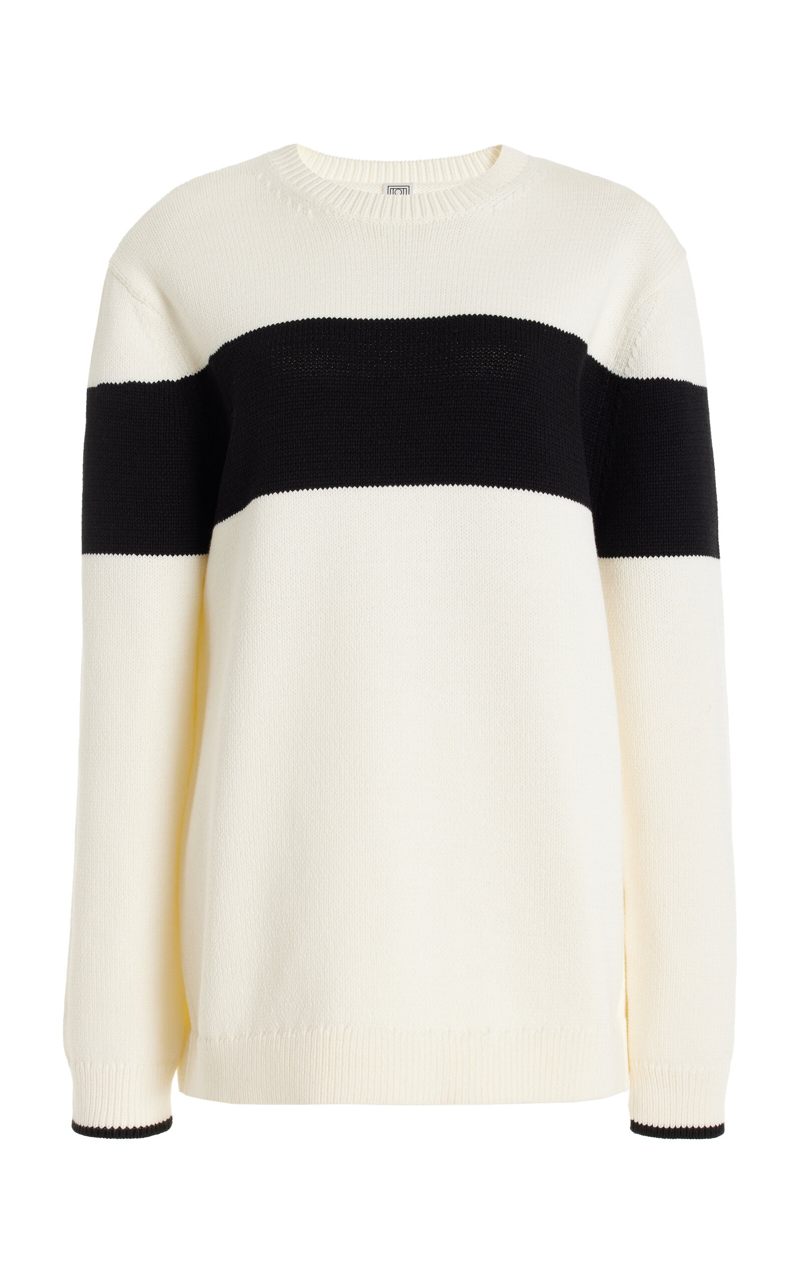 Contrast-Striped Knit Sweater black/white - 1