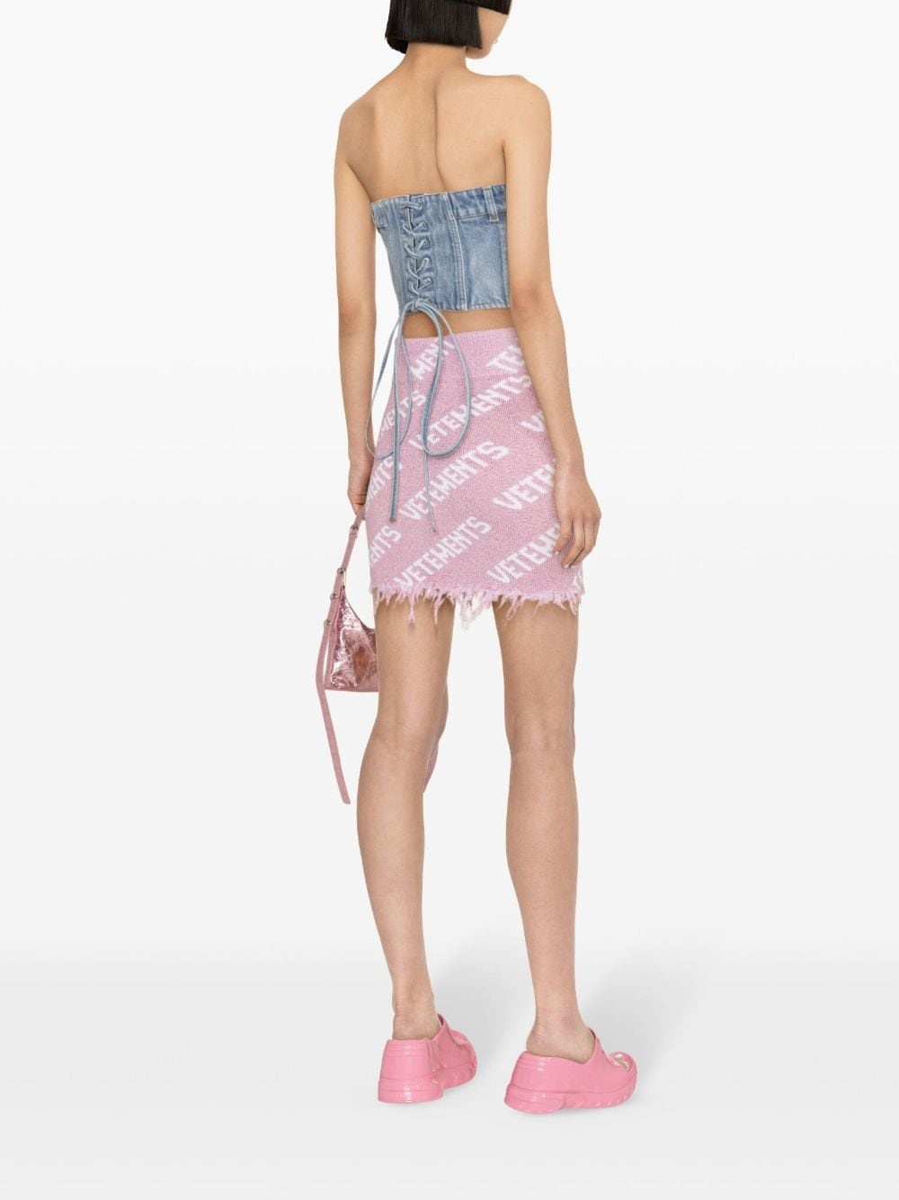 logo-intarsia lurex miniskirt - 4
