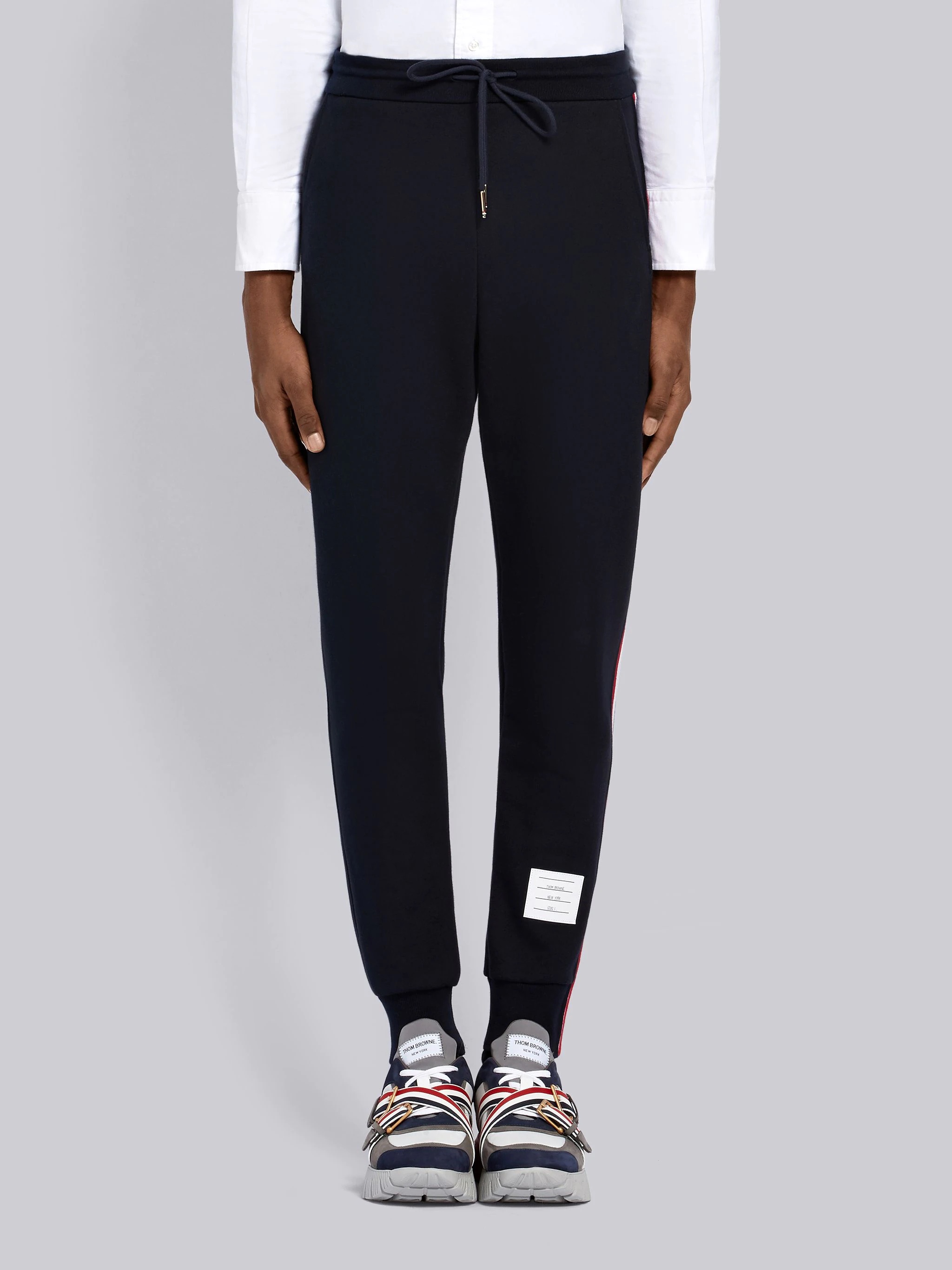 Navy Loopback Jersey Vertical Stripe Sweatpant - 1