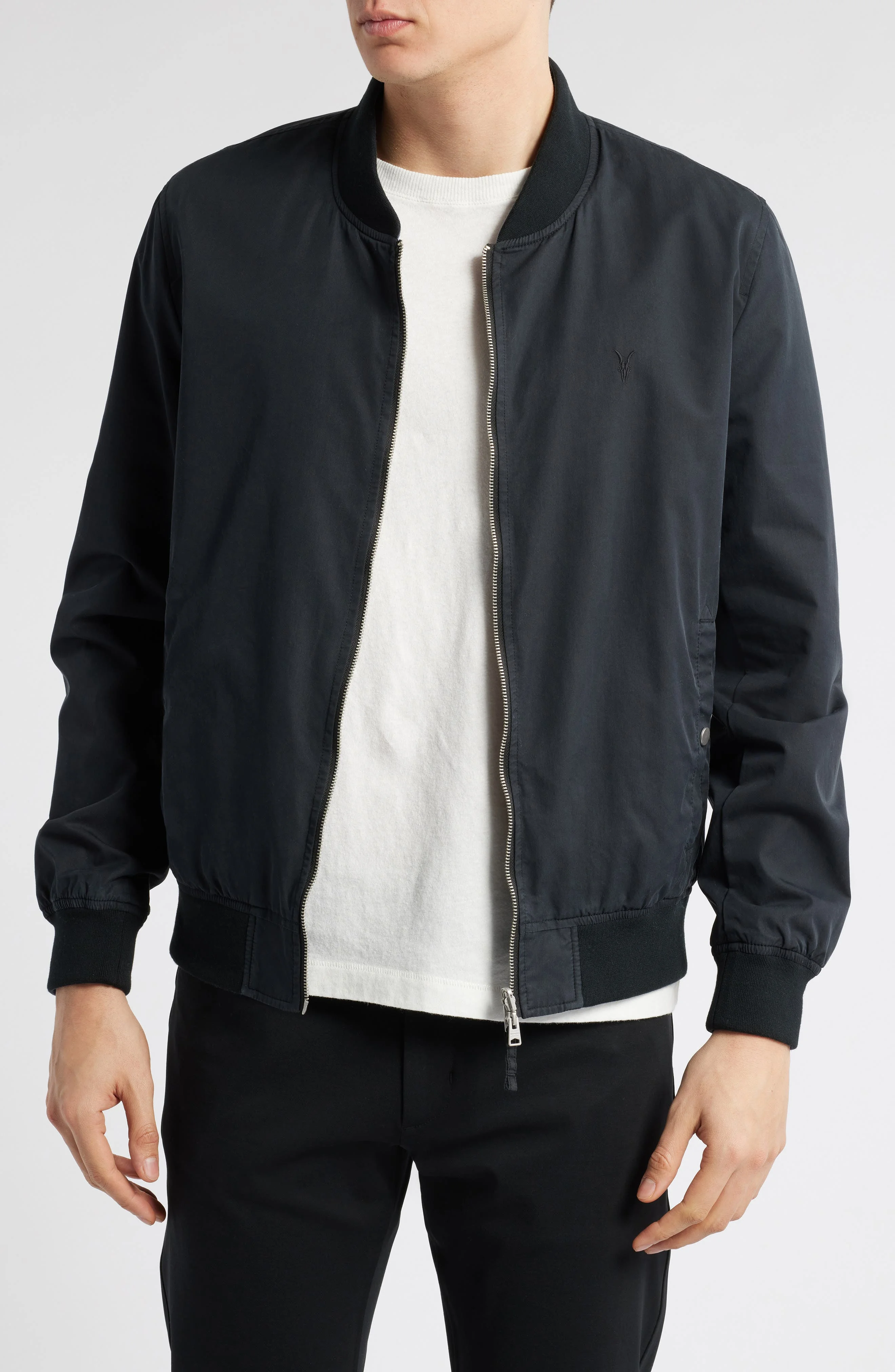 AllSaints Bassett Reversible Bomber Jacket in Black/command Blue at Nordstrom - 1