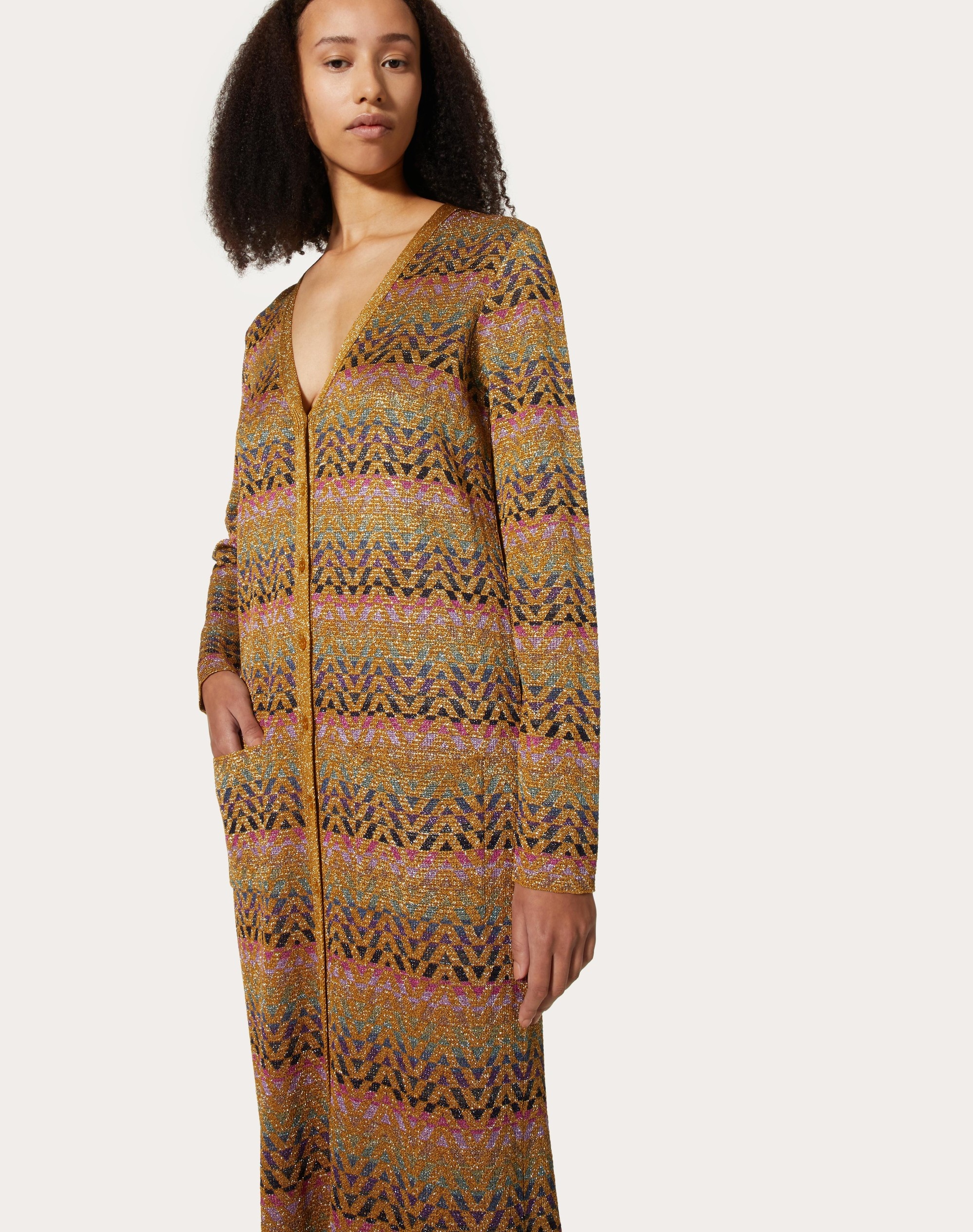 OPTICAL VALENTINO LUREX JACQUARD CARDIGAN - 5